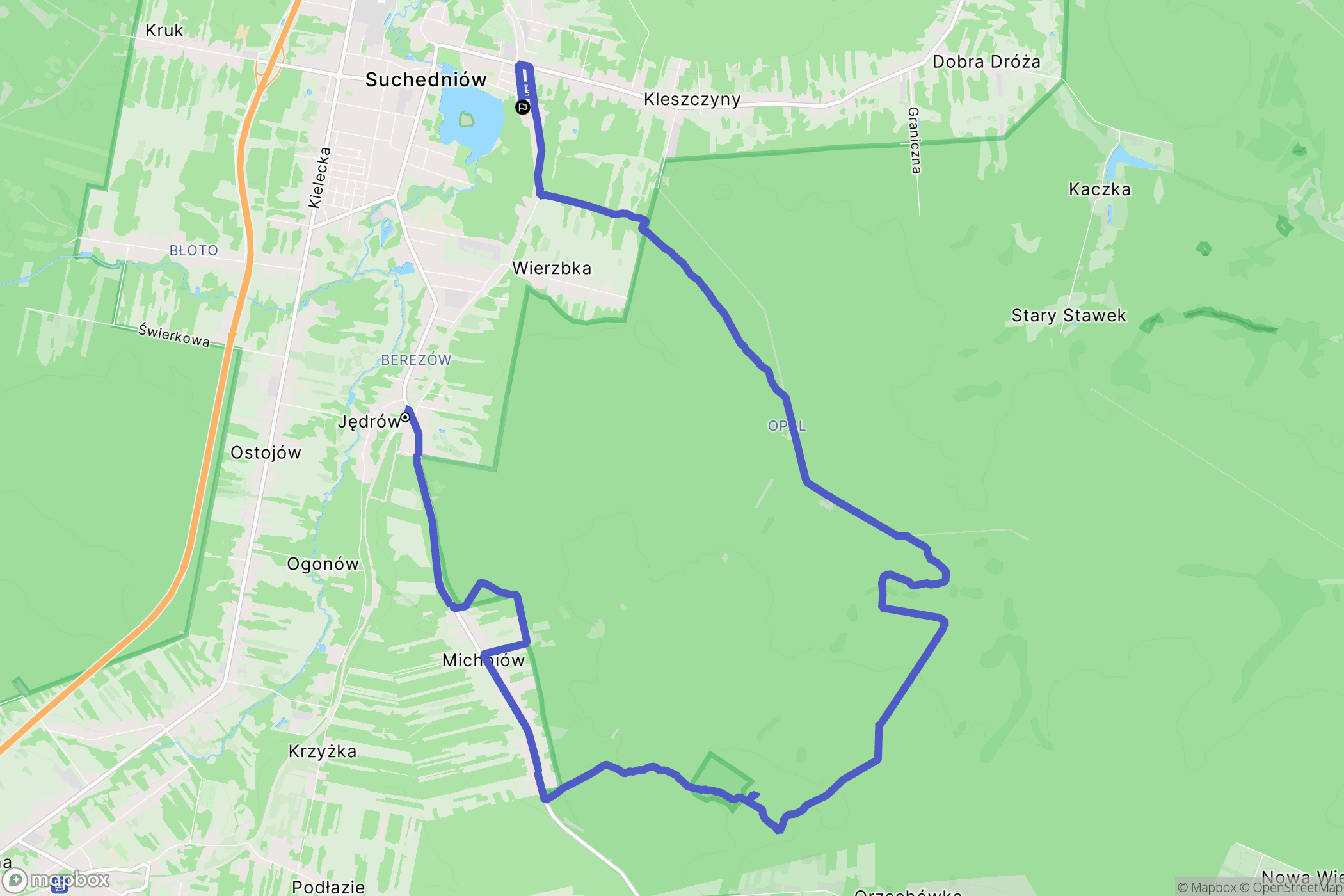 Suchedniów: mapa trasy - Poland