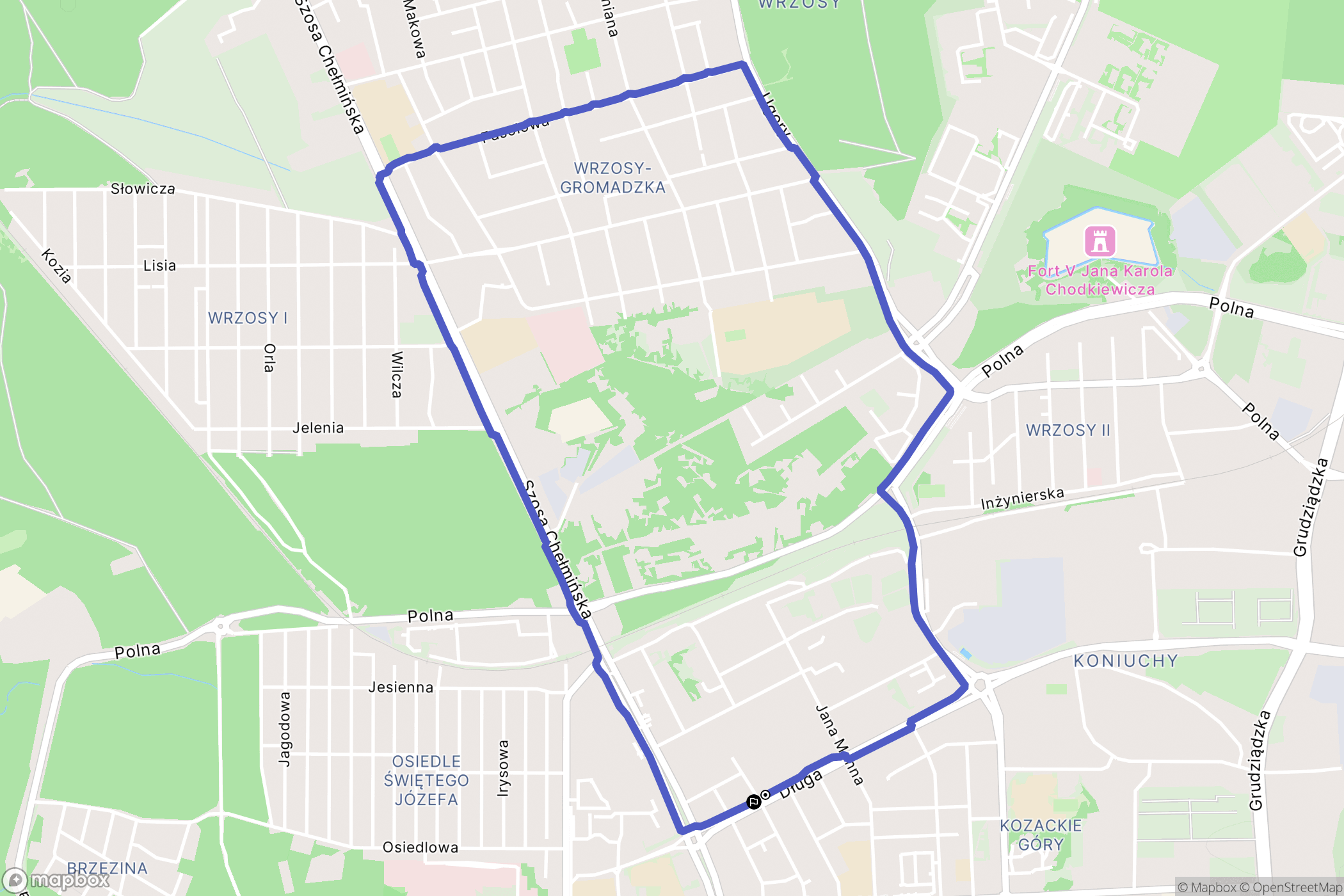 Toruń: mapa trasy - Poland
