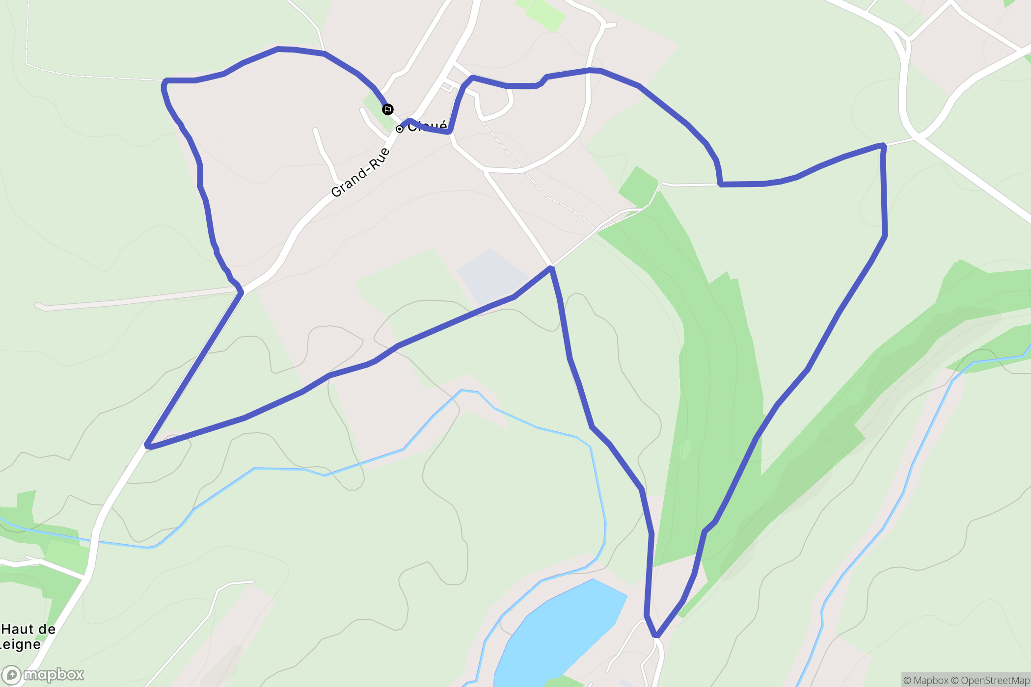 Cloué : carte du parcours de randonnée - France