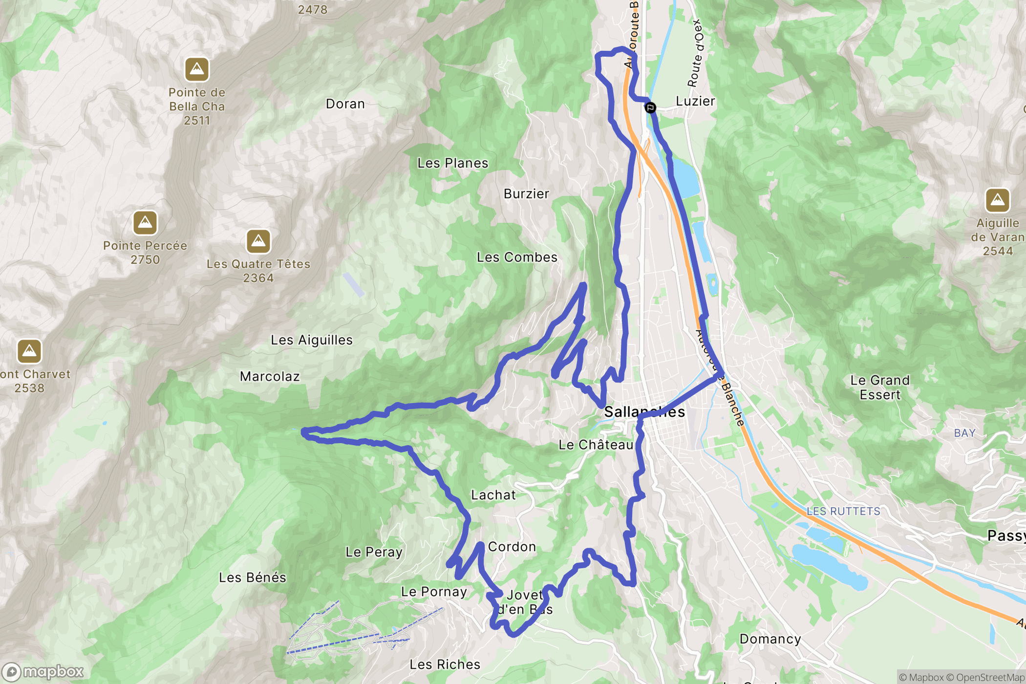 Sallanches : carte du parcours de randonnée - France