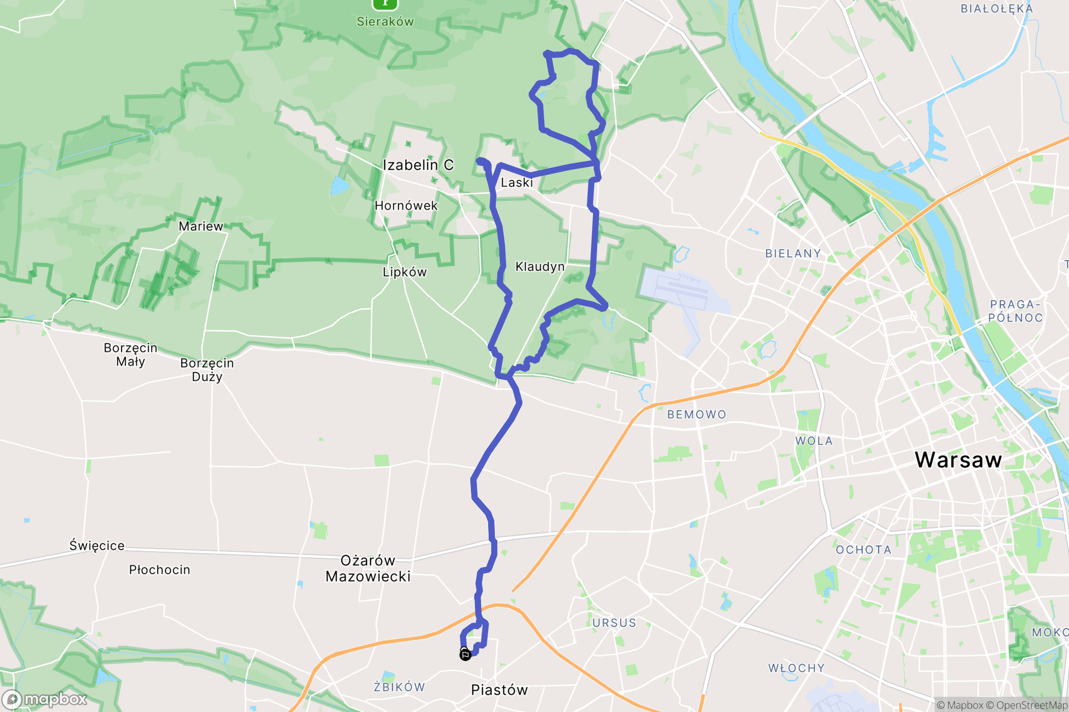 Piastów: mapa trasy - Poland