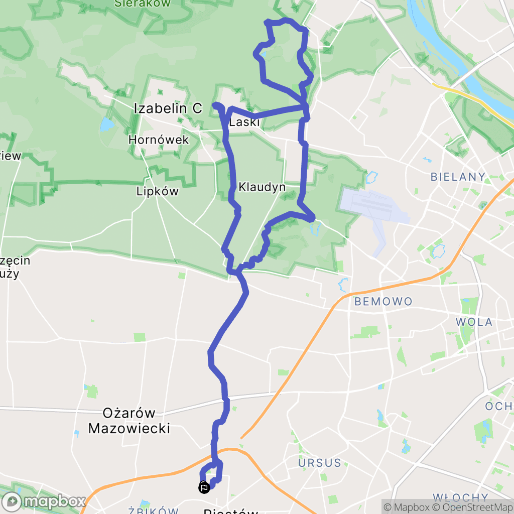Piastów: mapa trasy - Poland