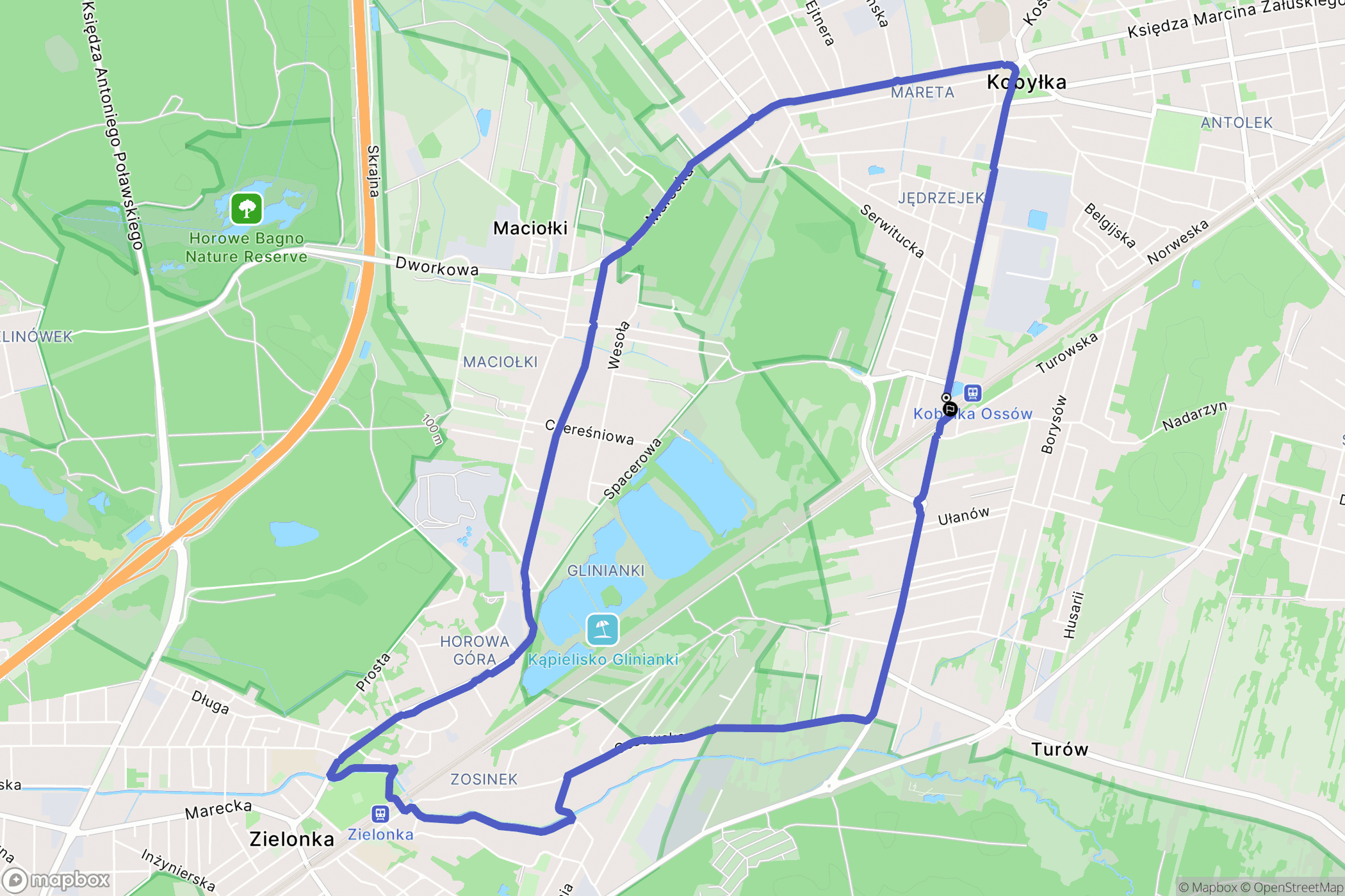 Kobyłka: mapa trasy - Poland