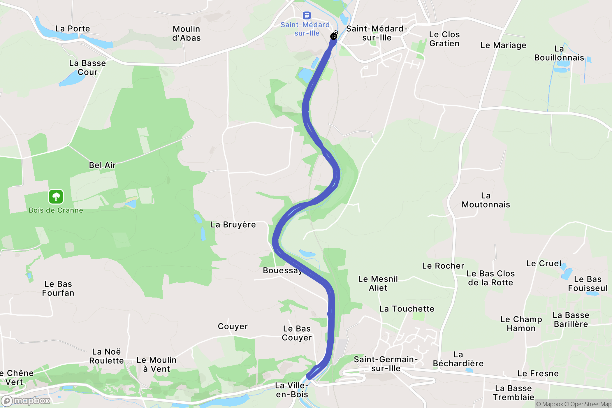 Saint-Médard-sur-Ille : carte du parcours de randonnée - France