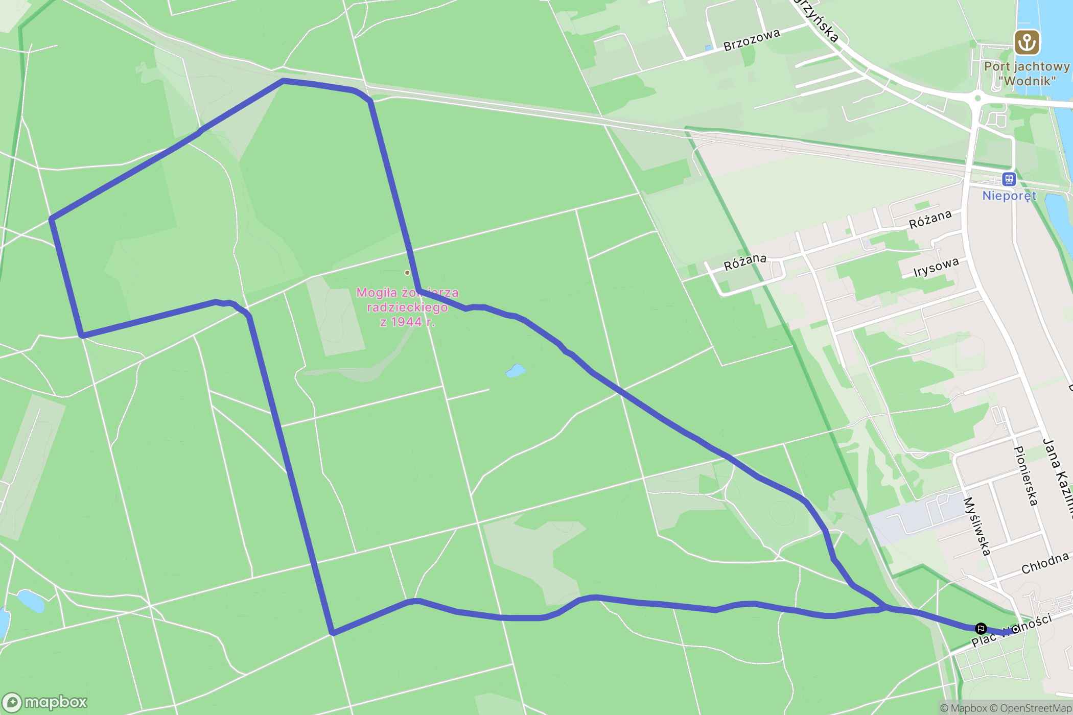 Nieporęt: mapa trasy - Poland