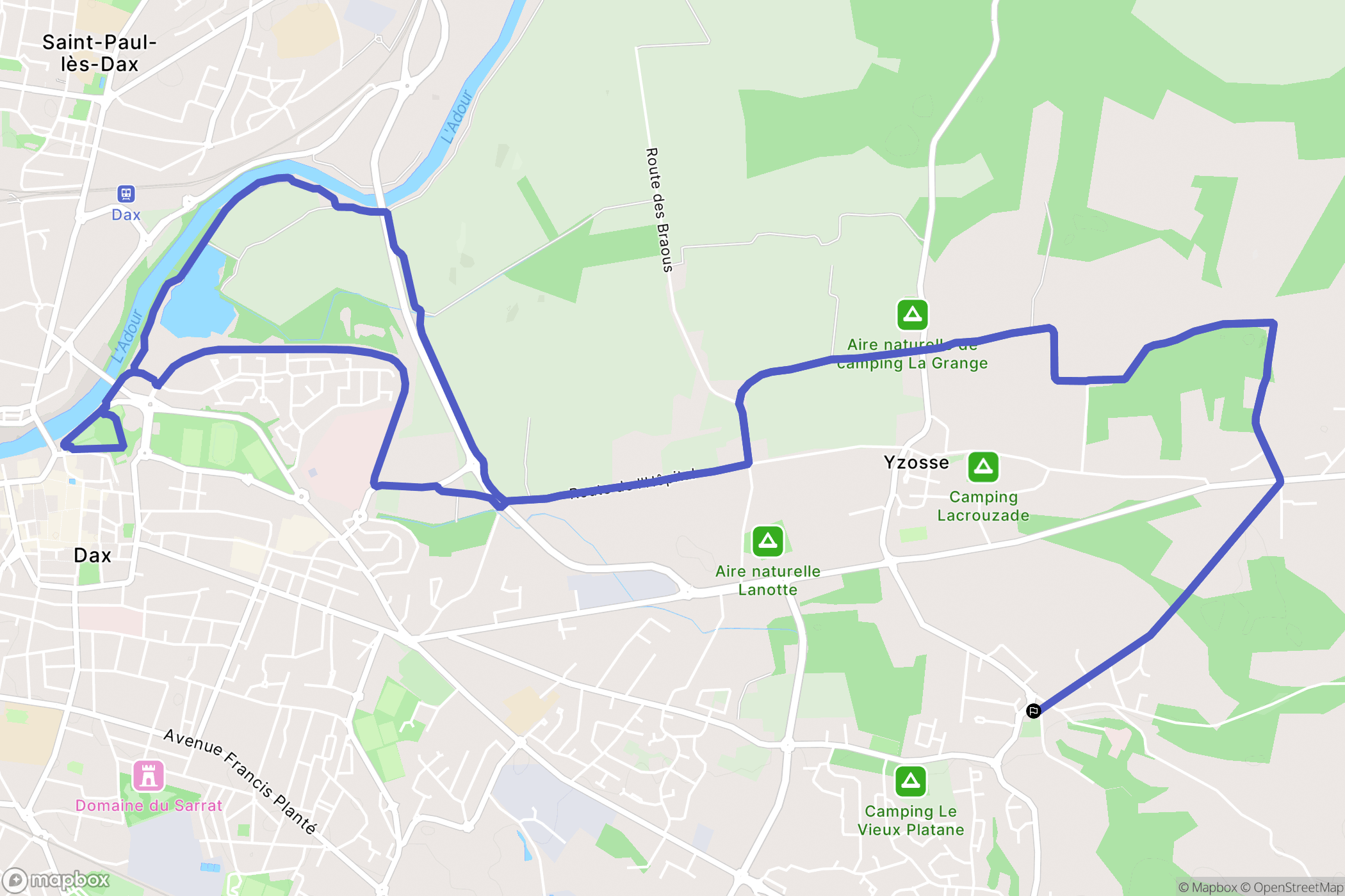 Narrosse : carte du parcours de randonnée - France