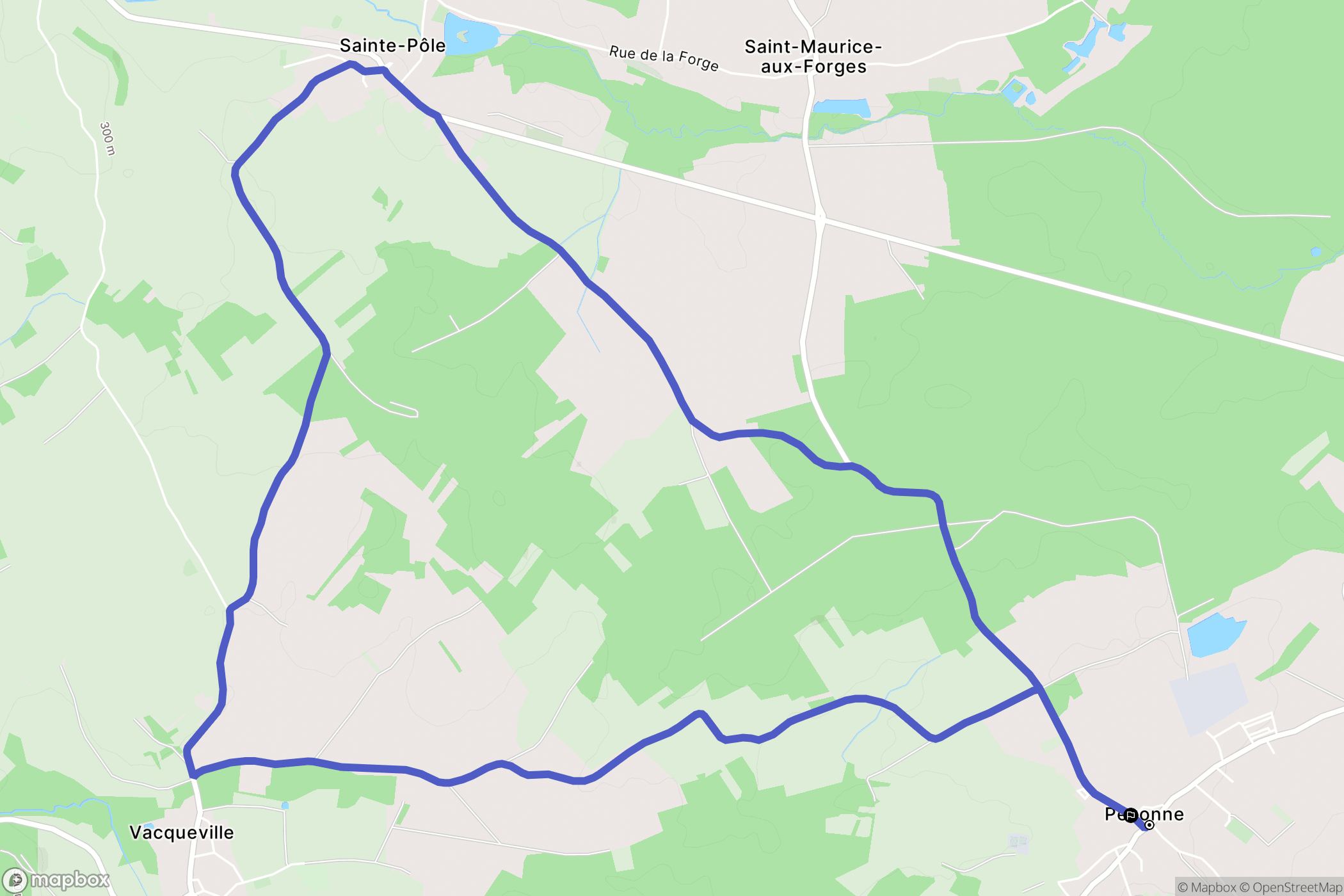 Pexonne : carte du parcours de randonnée - France