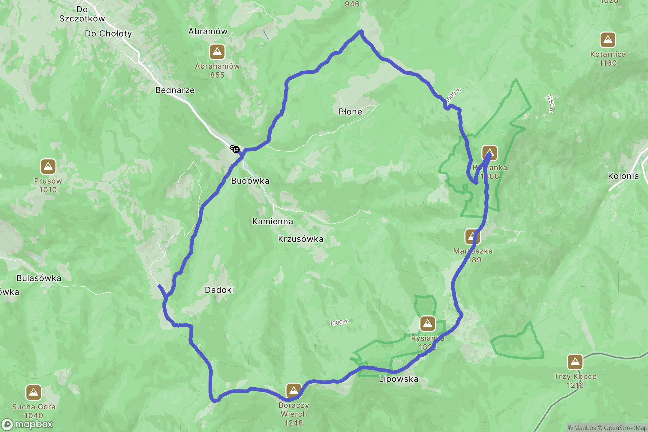 Żabnica: mapa trasy - Poland