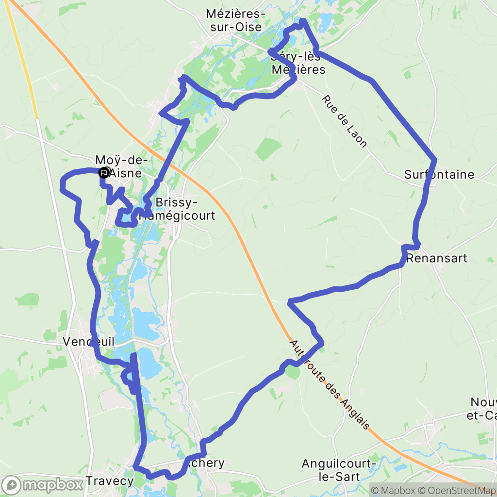 Moÿ-de-l'Aisne : carte du parcours de randonnée - France