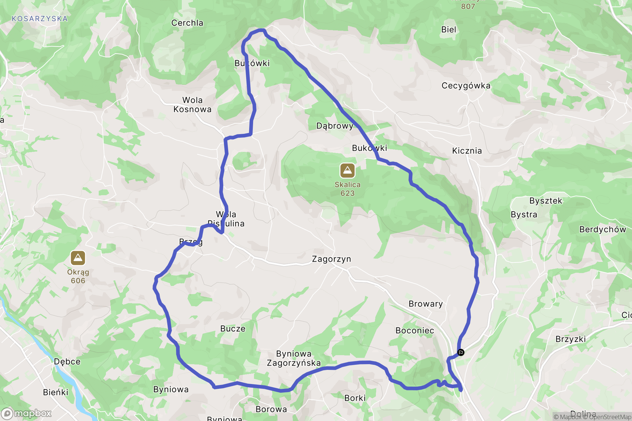 Łącko: mapa trasy - Poland