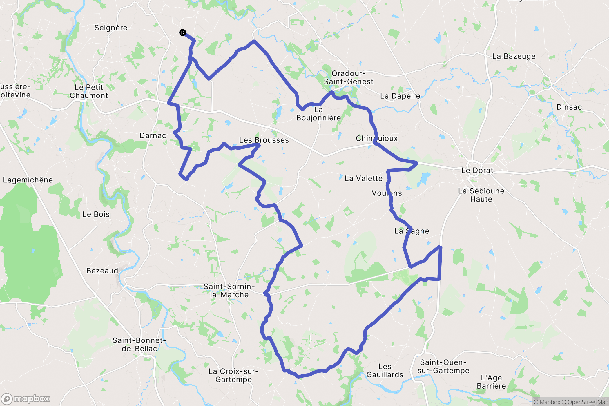 Val-d'Oire-et-Gartempe : carte du parcours de randonnée - France