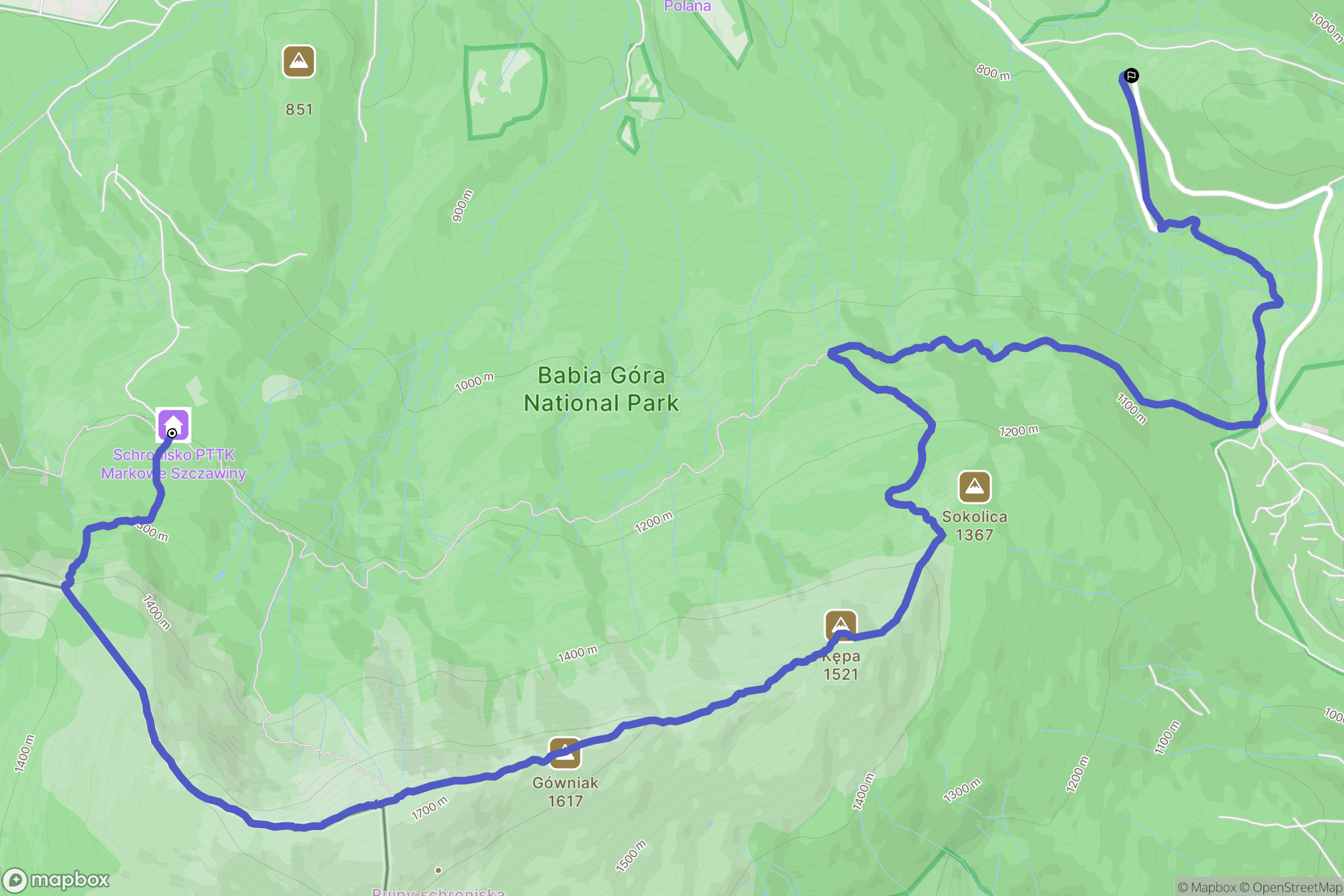 Zawoja: mapa trasy - Poland