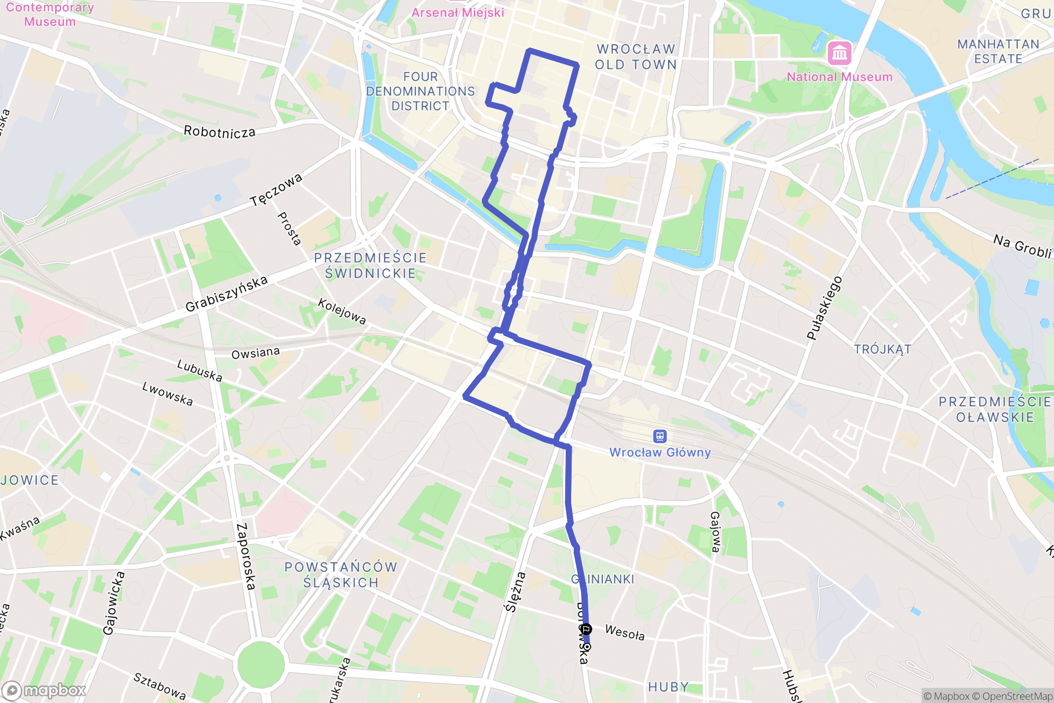 Wrocław: mapa trasy - Poland