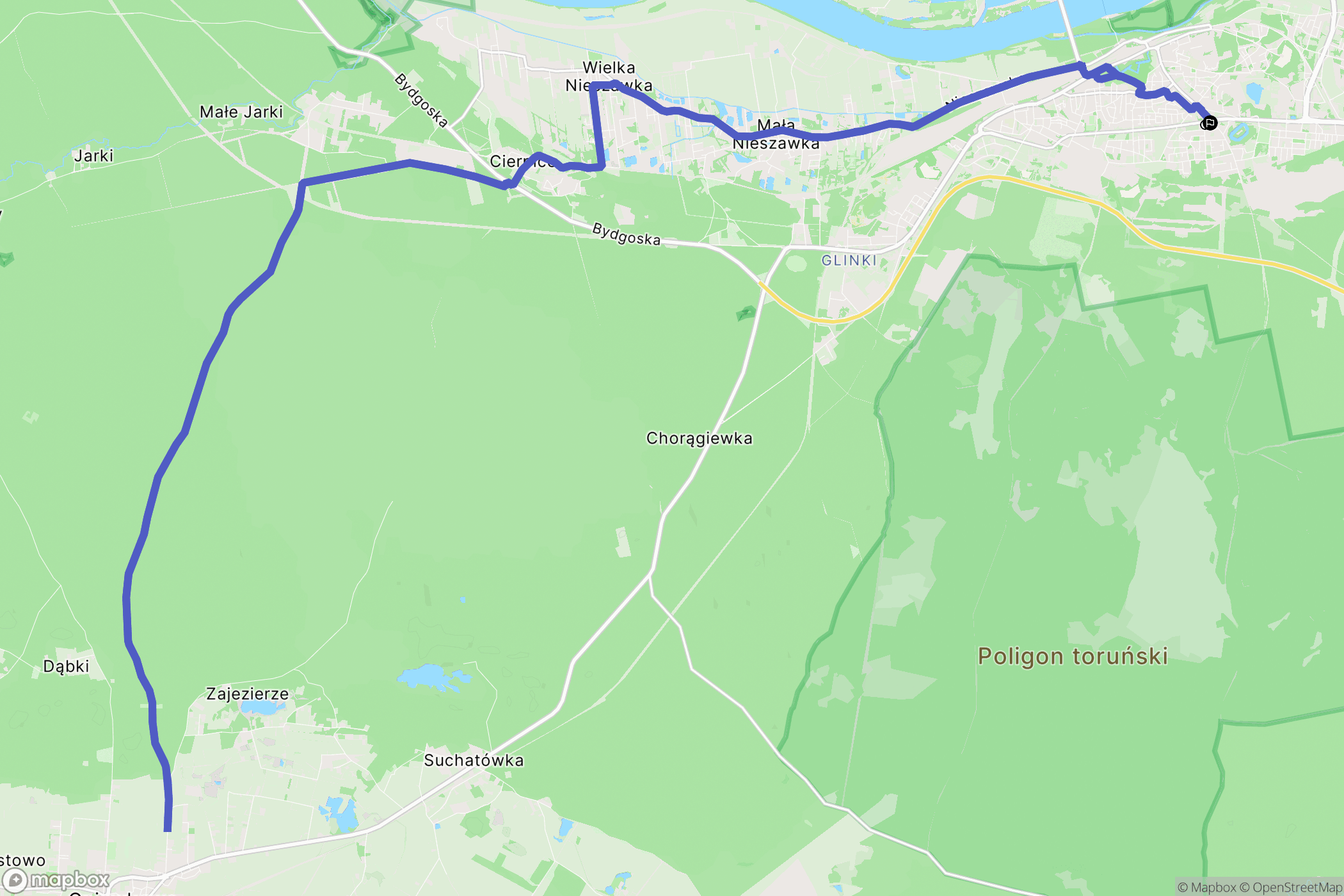Toruń: mapa trasy - Poland