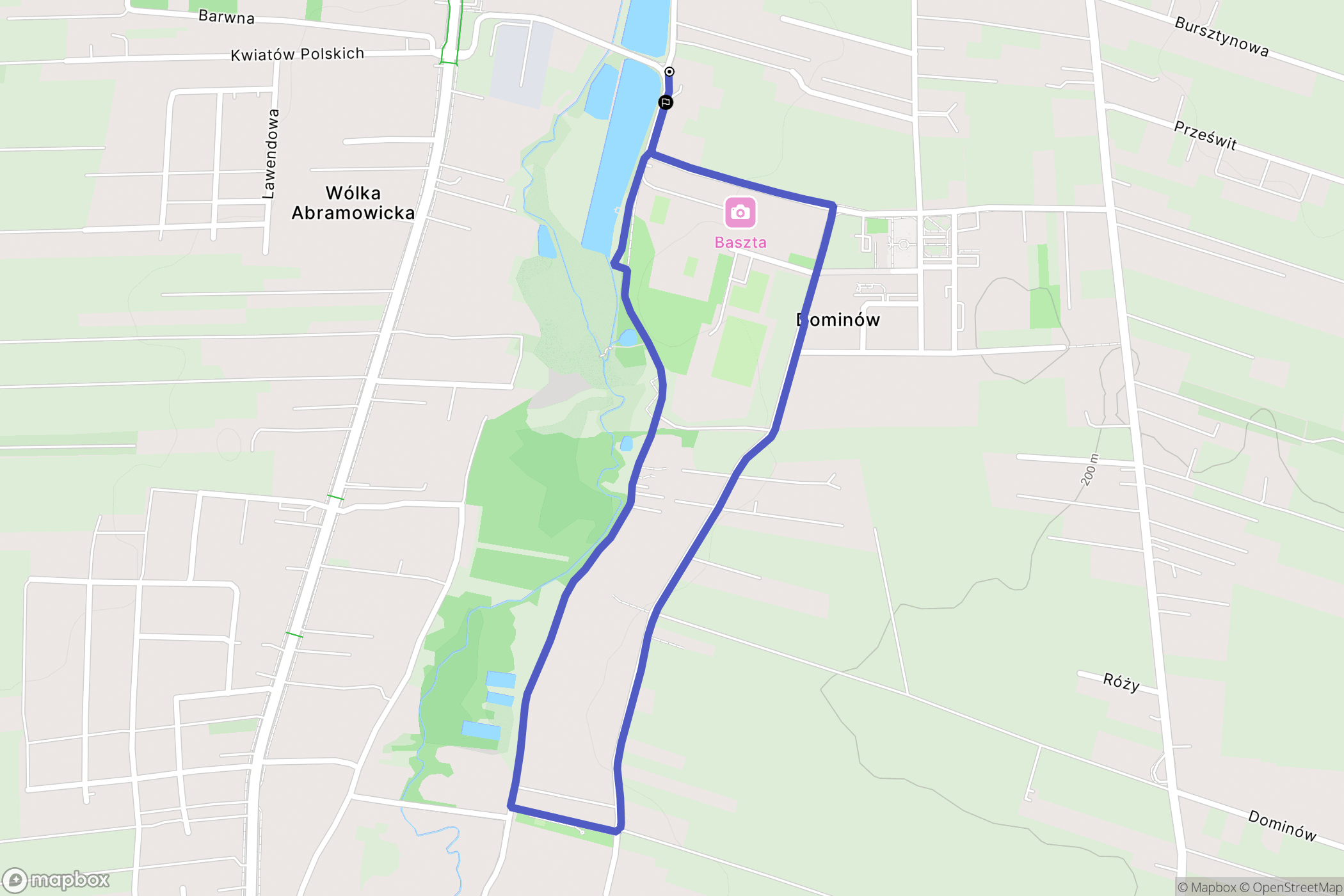Dominów: mapa trasy - Poland