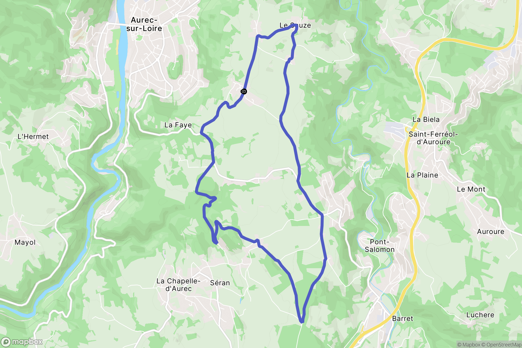 Aurec-sur-Loire : carte du parcours de randonnée - France