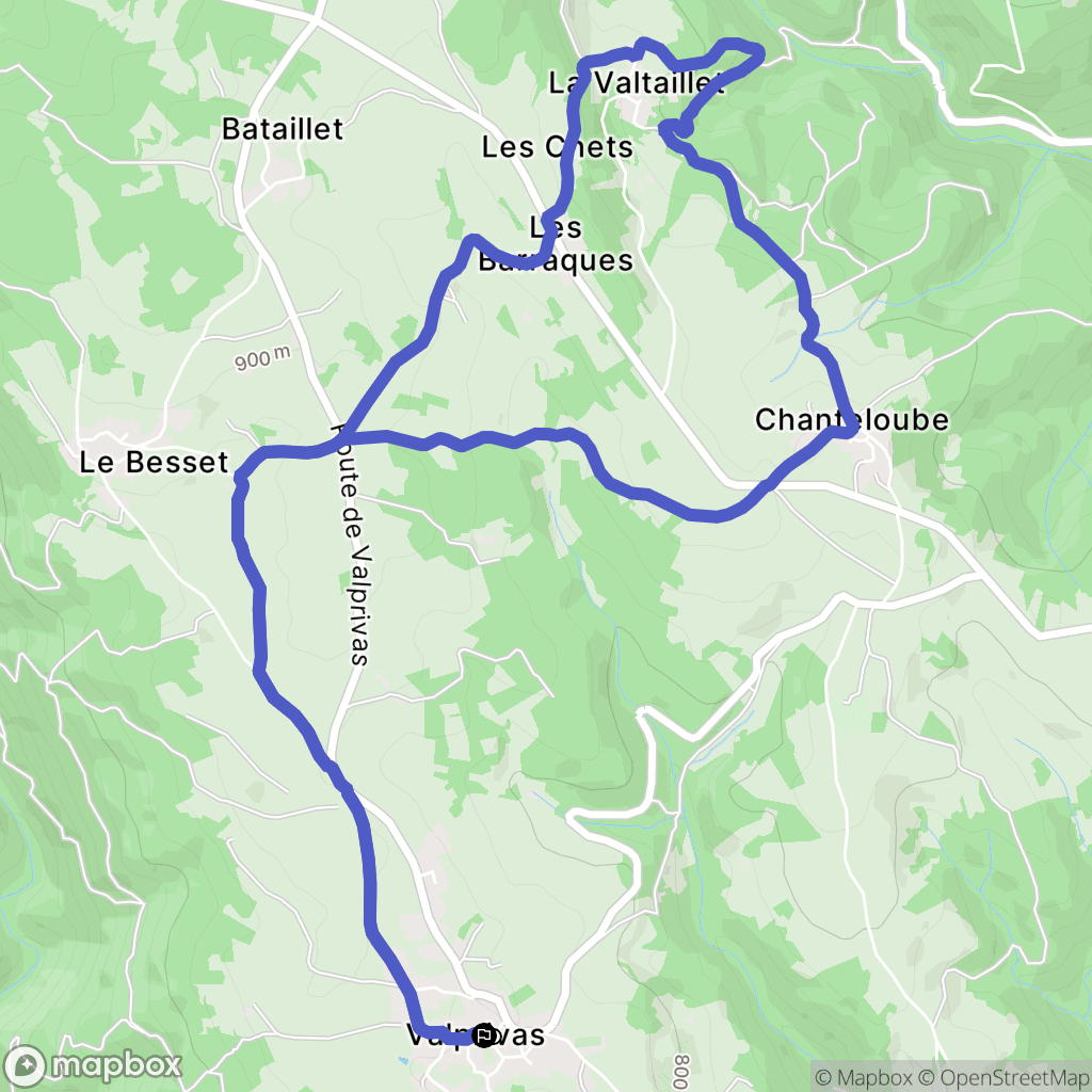 Valprivas : carte du parcours de randonnée - France