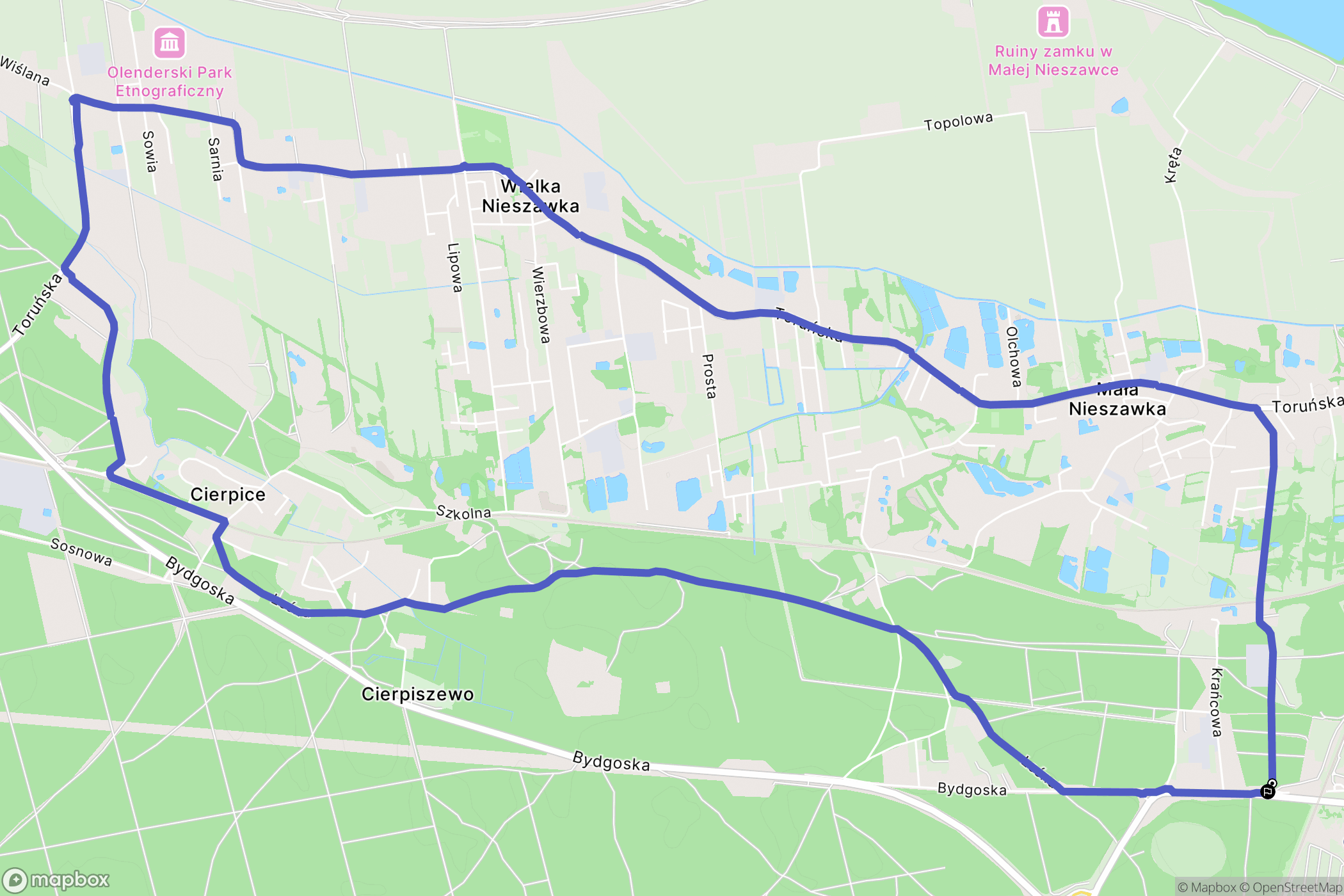 Mała Nieszawka: mapa trasy - Poland