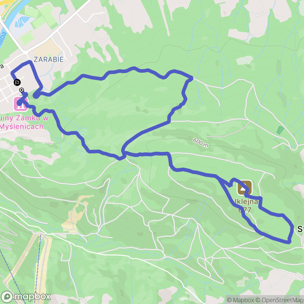 Myślenice: mapa trasy - Poland