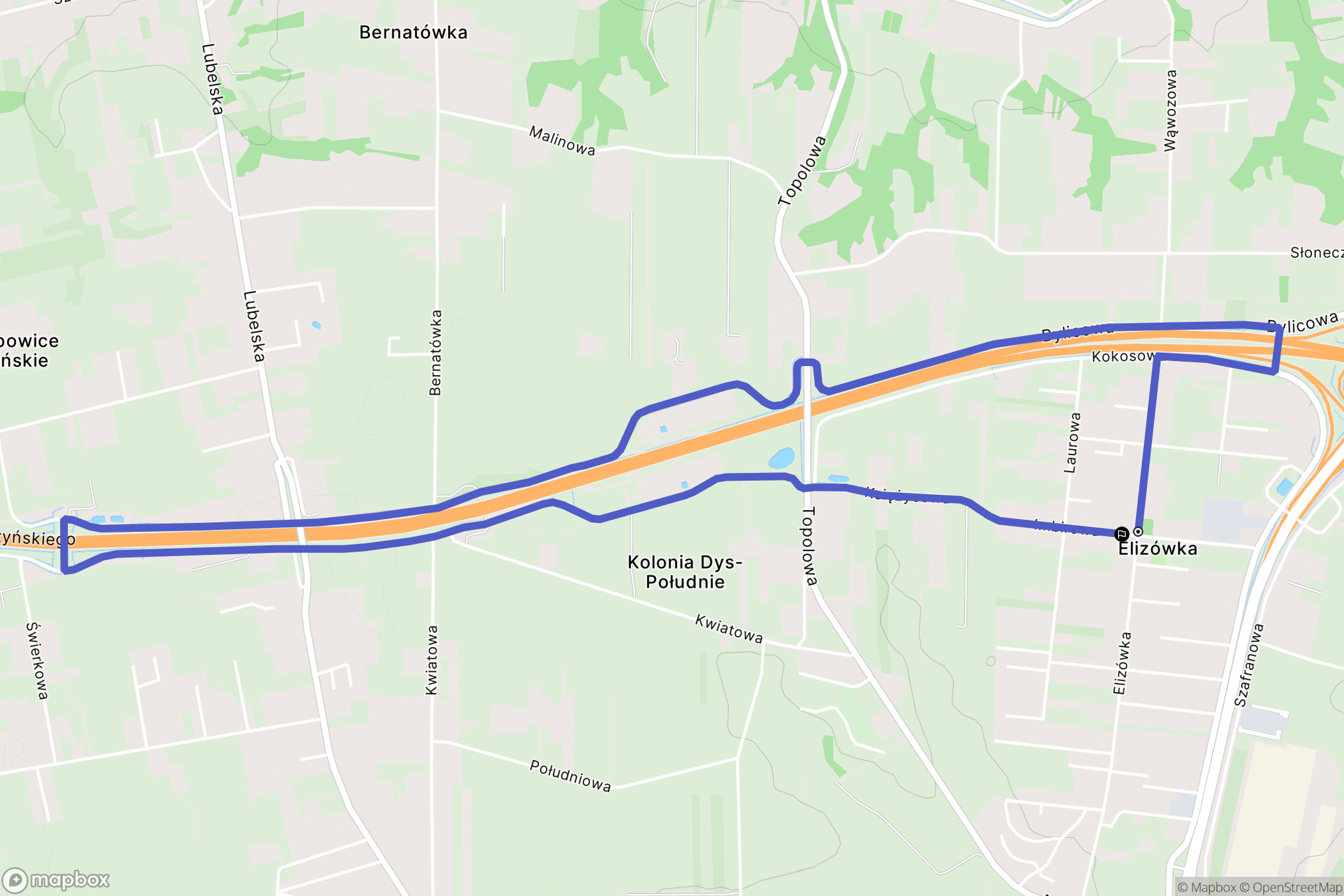 Elizówka: mapa trasy - Poland