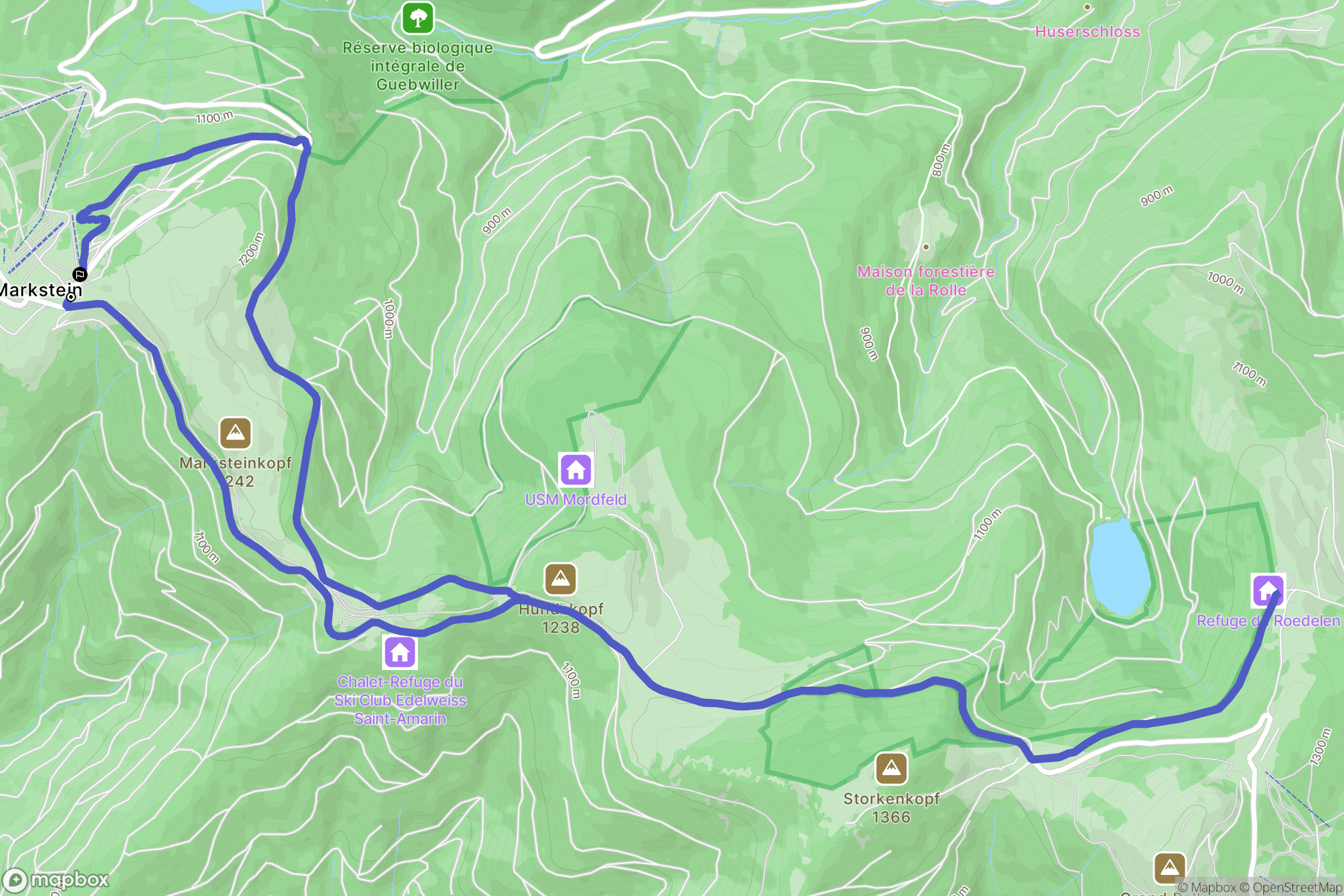 Ranspach : carte du parcours de randonnée - France