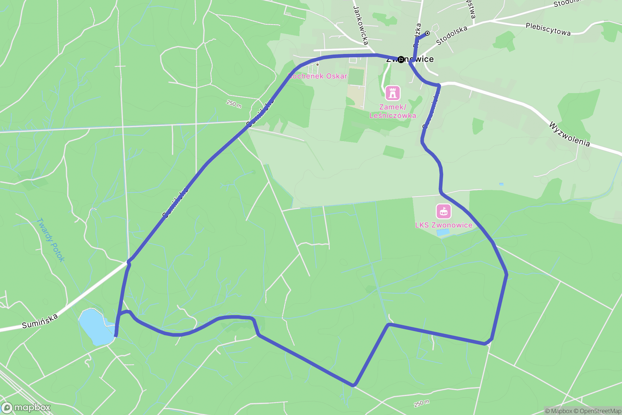 Zwonowice: mapa trasy - Poland