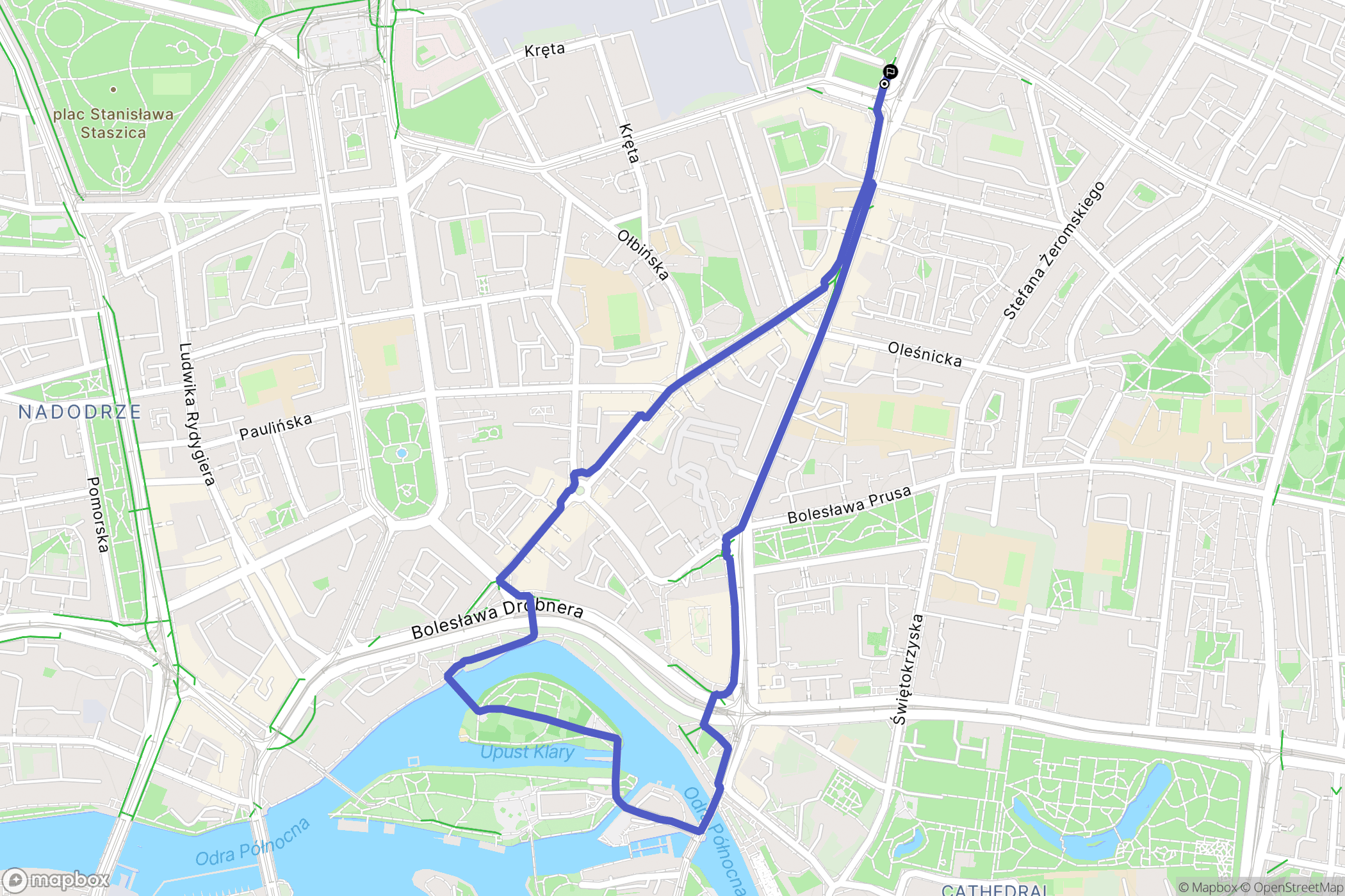 Wrocław: mapa trasy - Poland