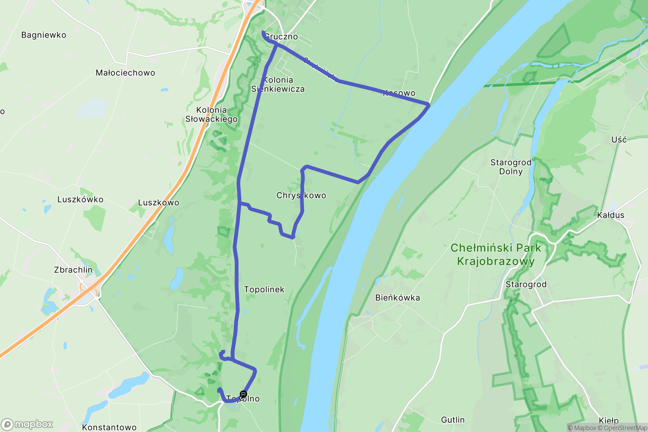 Topolno: mapa trasy - Poland