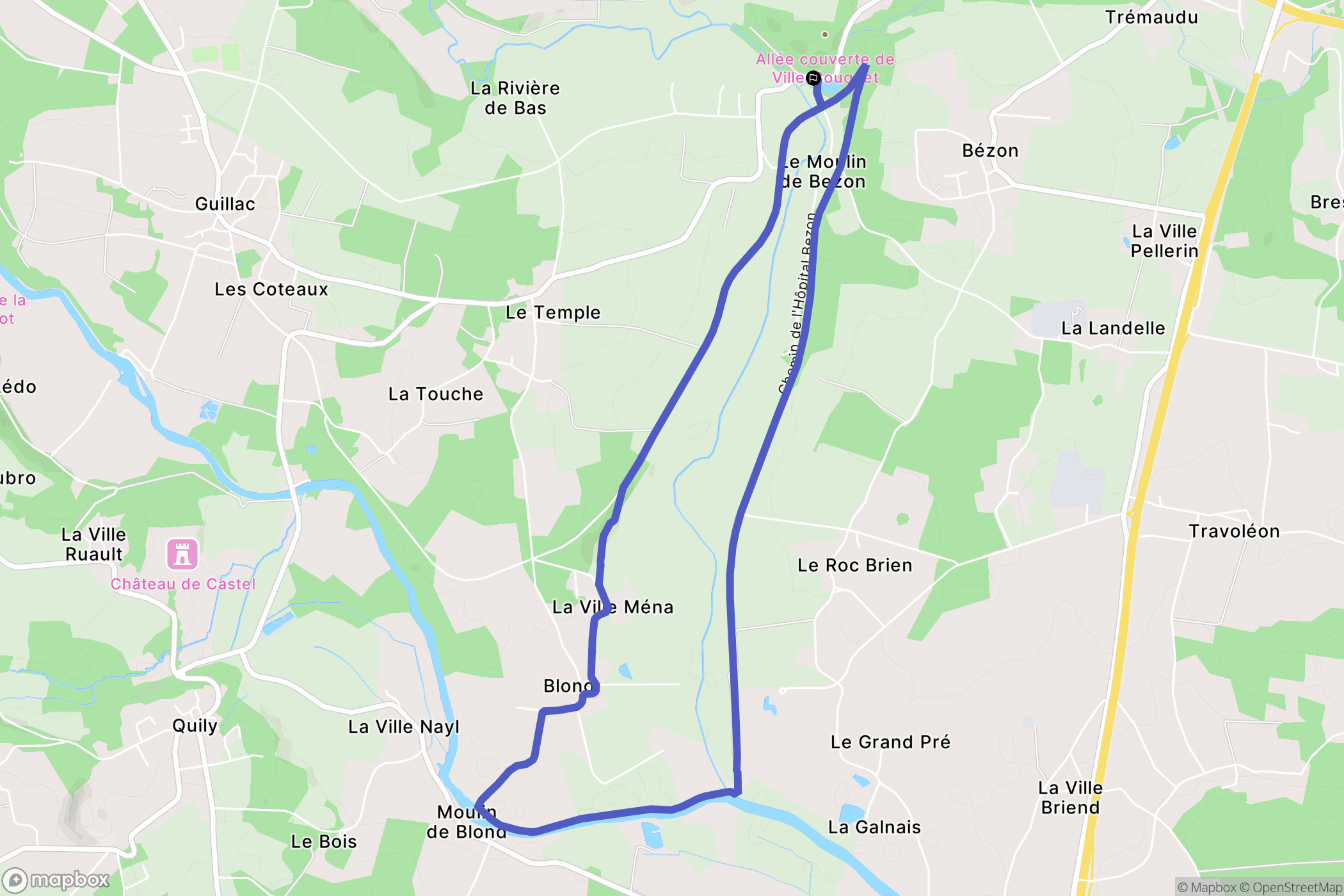 Ploërmel : carte du parcours de randonnée - France