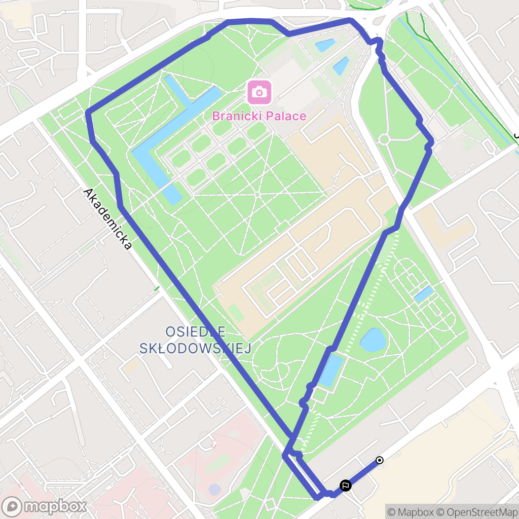 Białystok: mapa trasy - Poland