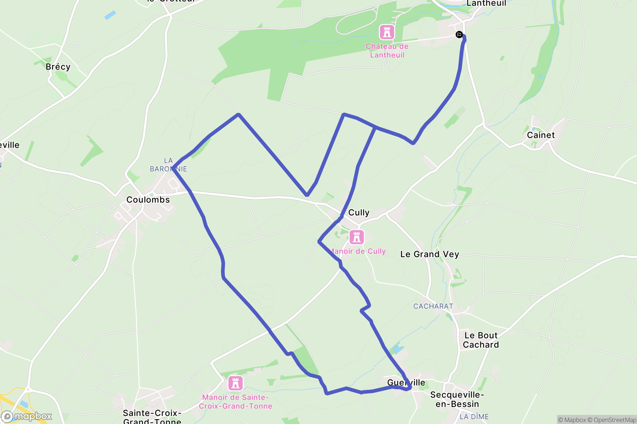 Ponts sur Seulles : carte du parcours de randonnée - France