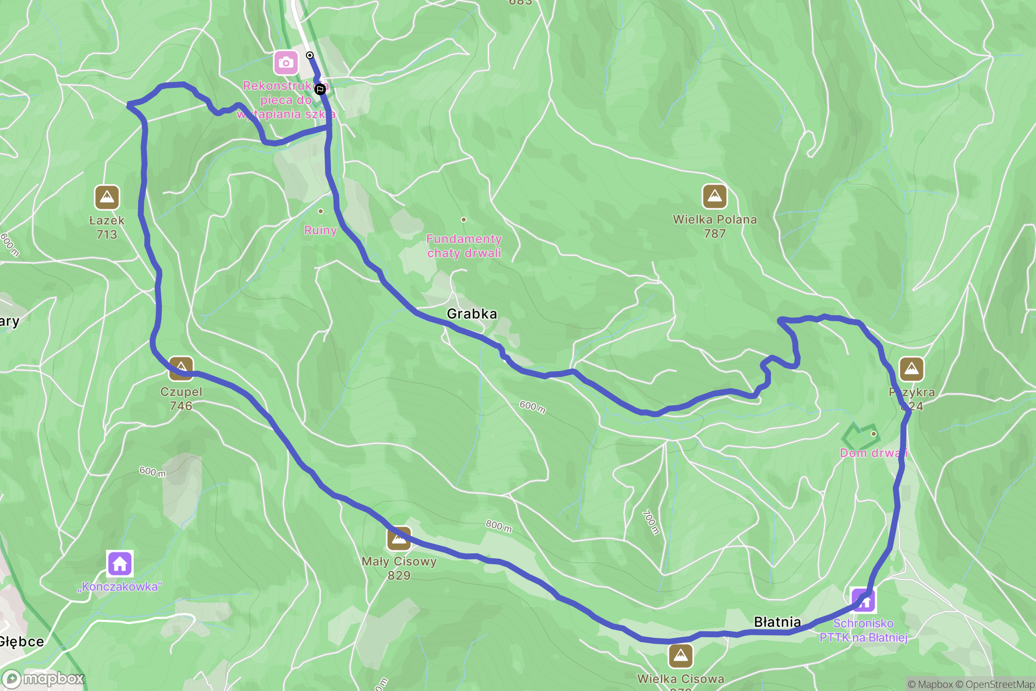 Jaworze: mapa trasy - Poland
