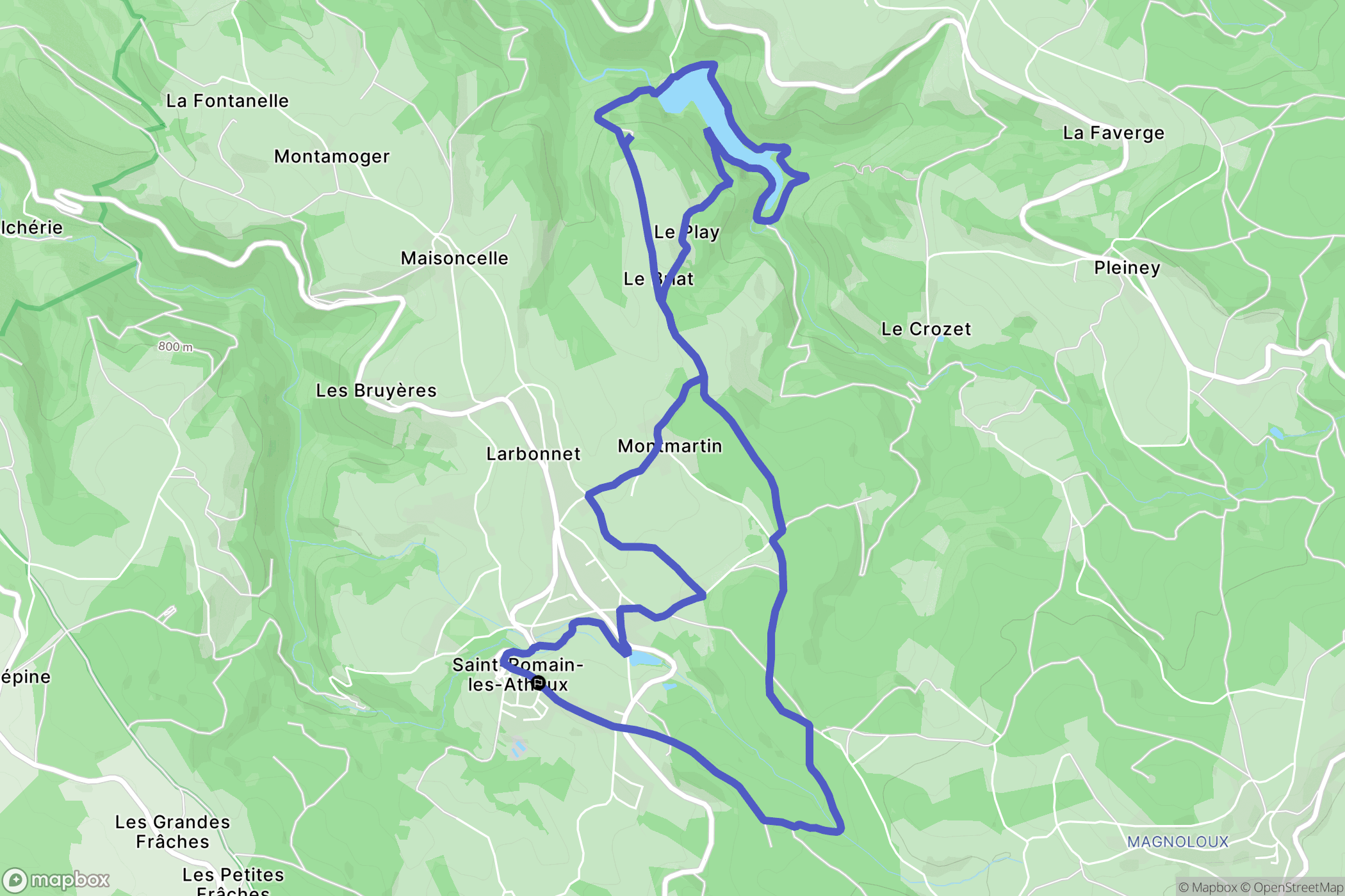 Saint-Romain-les-Atheux : carte du parcours de randonnée - France