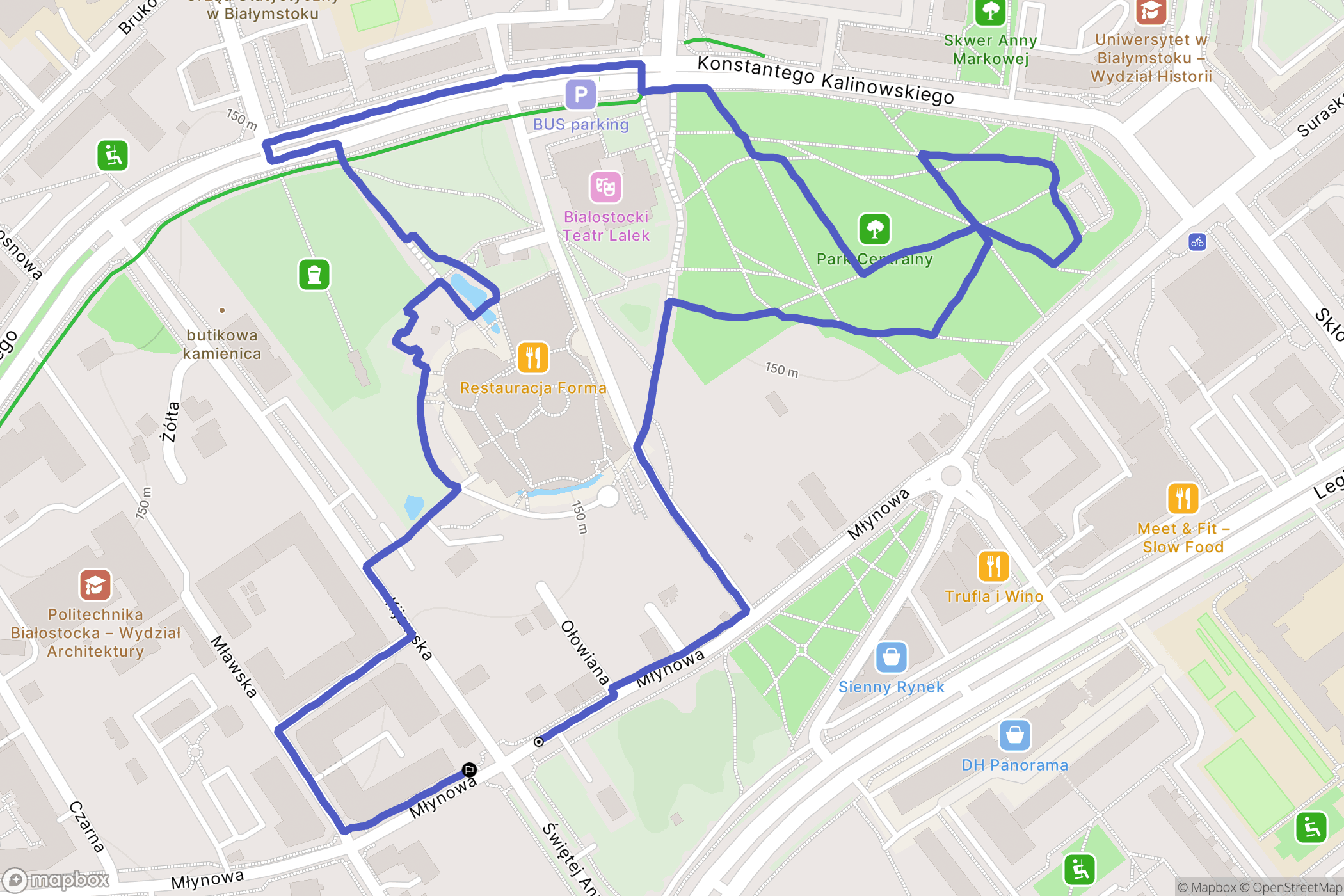 Białystok: mapa trasy - Poland