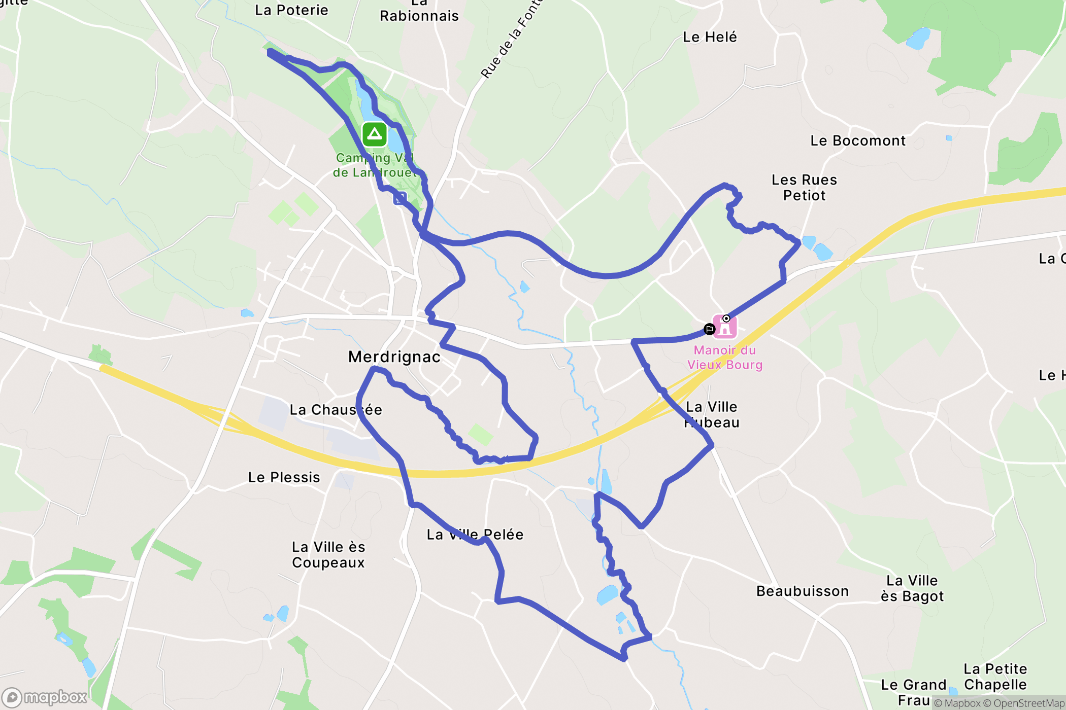 Merdrignac : carte du parcours de randonnée - France