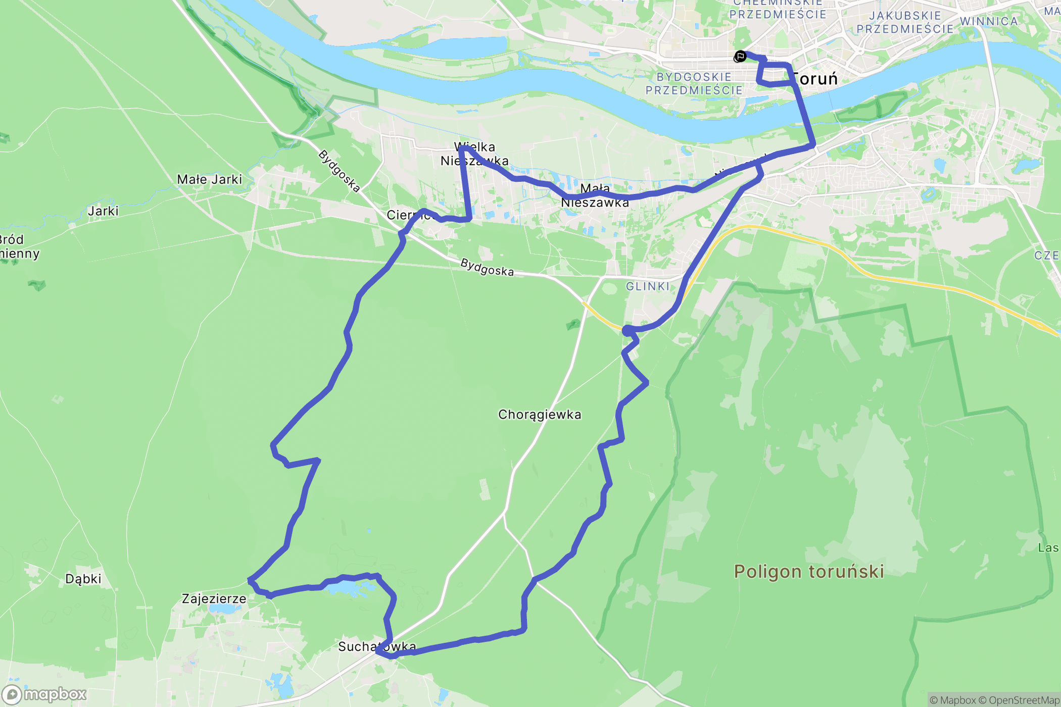 Toruń: mapa trasy - Poland