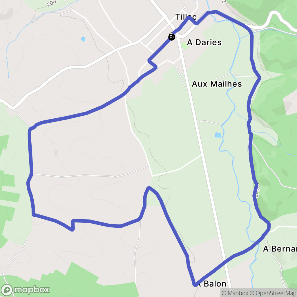 Tillac : carte du parcours de randonnée - France