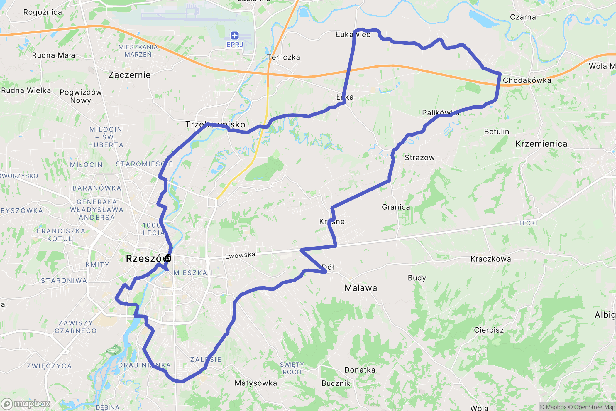 Rzeszów: mapa trasy - Poland