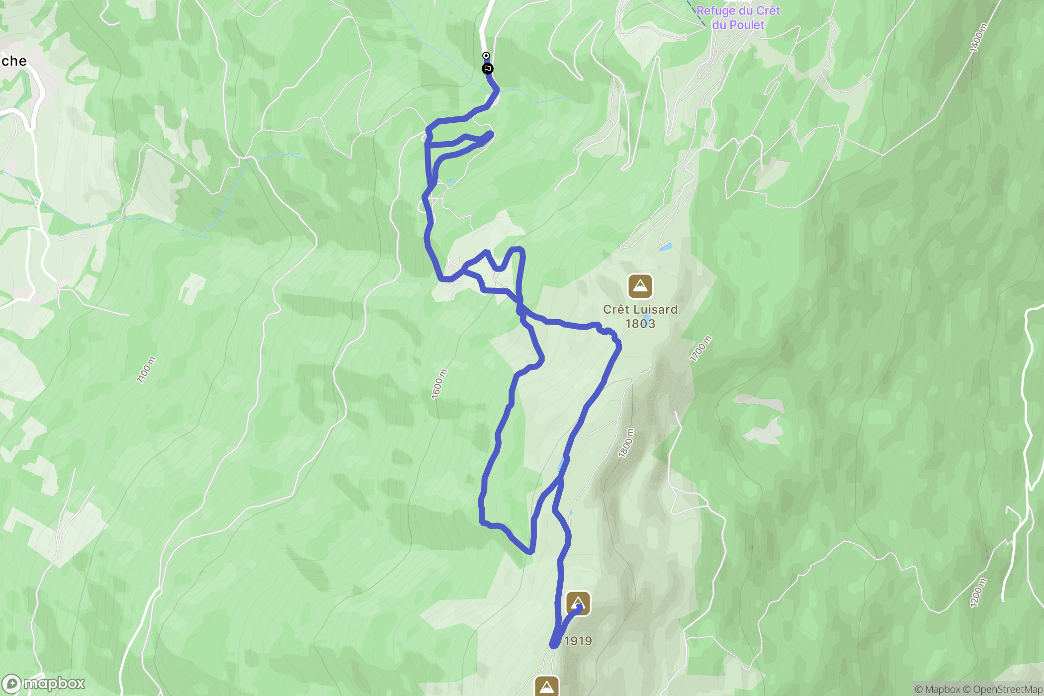 Crêts-en-Belledonne : carte du parcours de randonnée - France