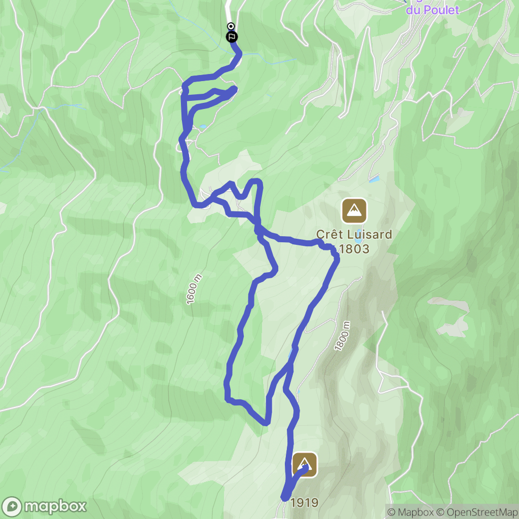 Crêts-en-Belledonne : carte du parcours de randonnée - France
