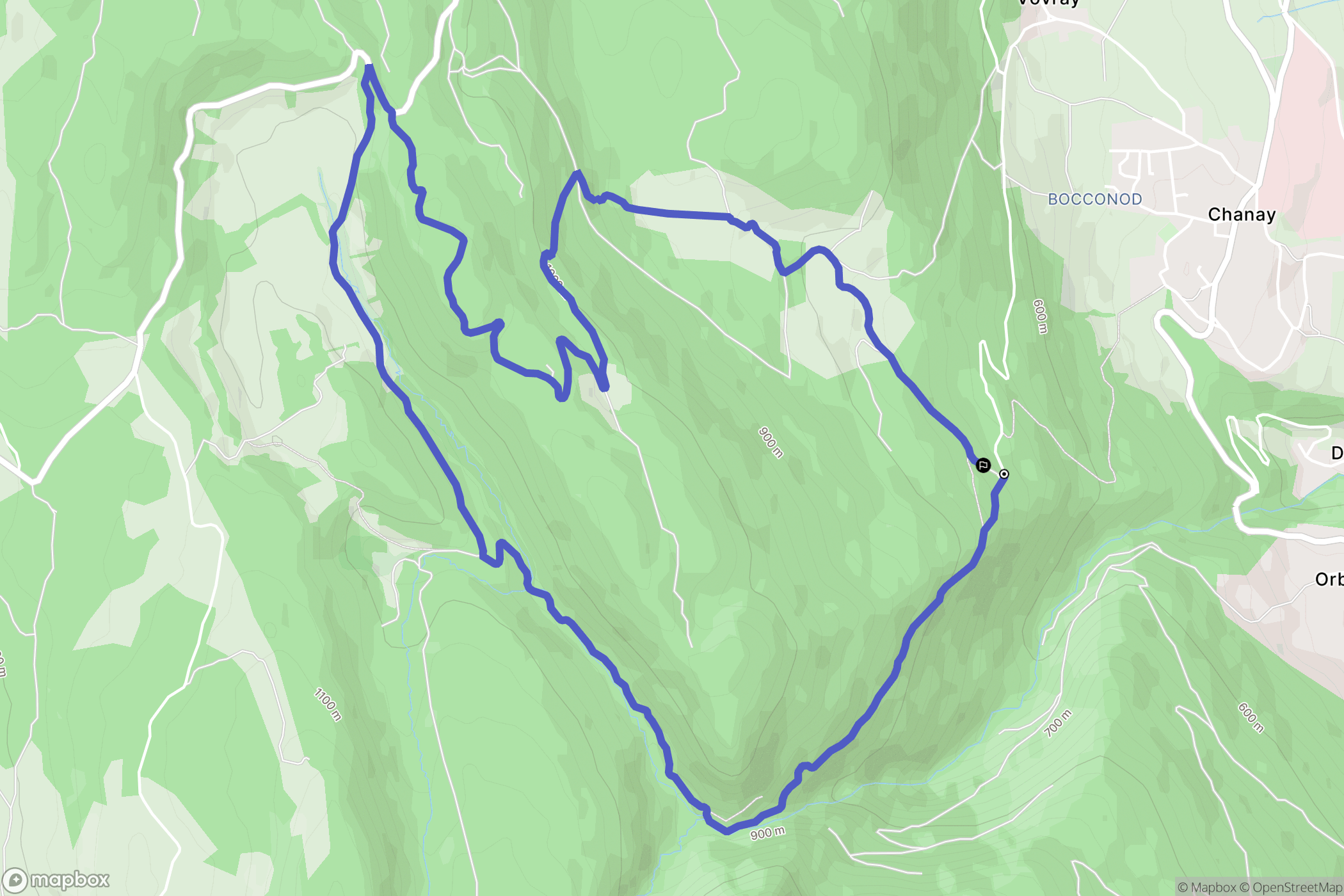 Chanay : carte du parcours de randonnée - France