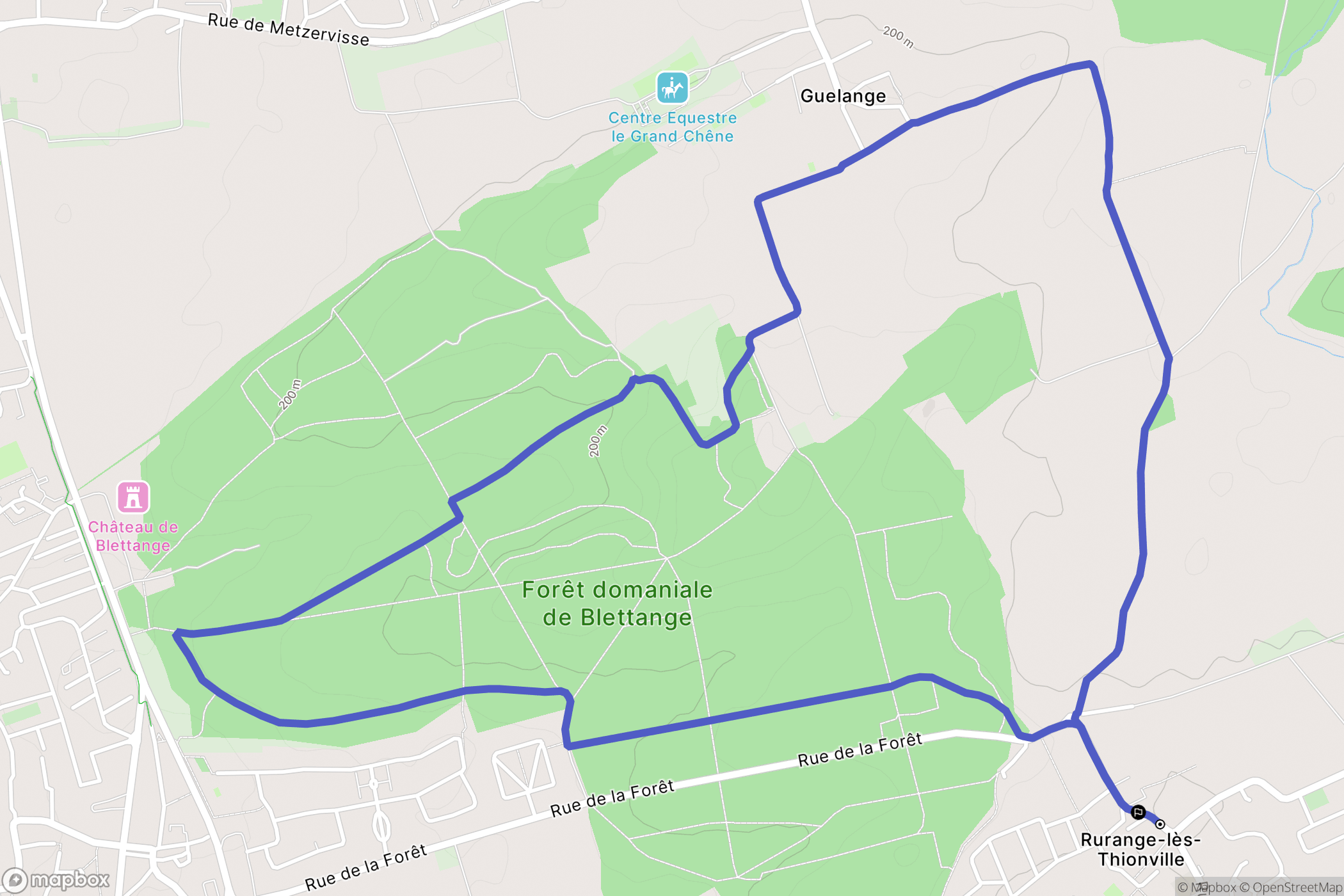 Rurange-lès-Thionville : carte du parcours de randonnée - France
