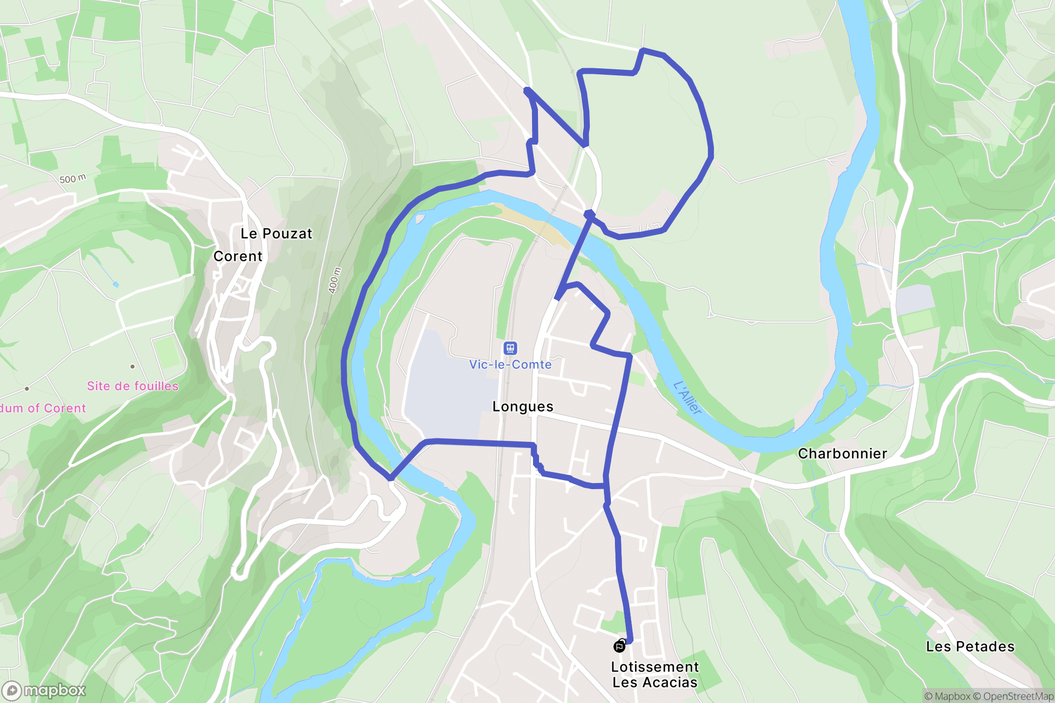 Vic-le-Comte : carte du parcours de randonnée - France
