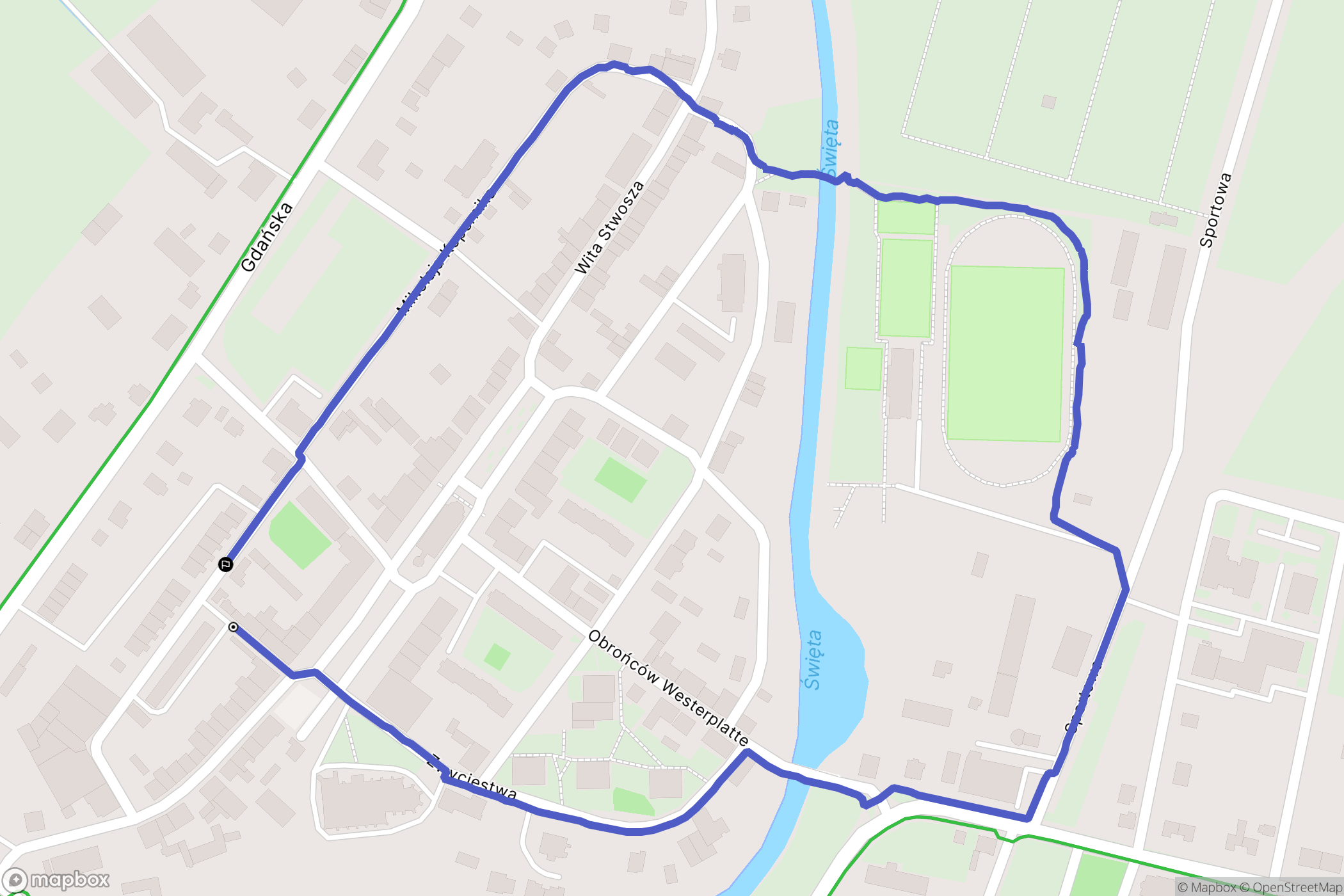 Nowy Staw: mapa trasy - Poland