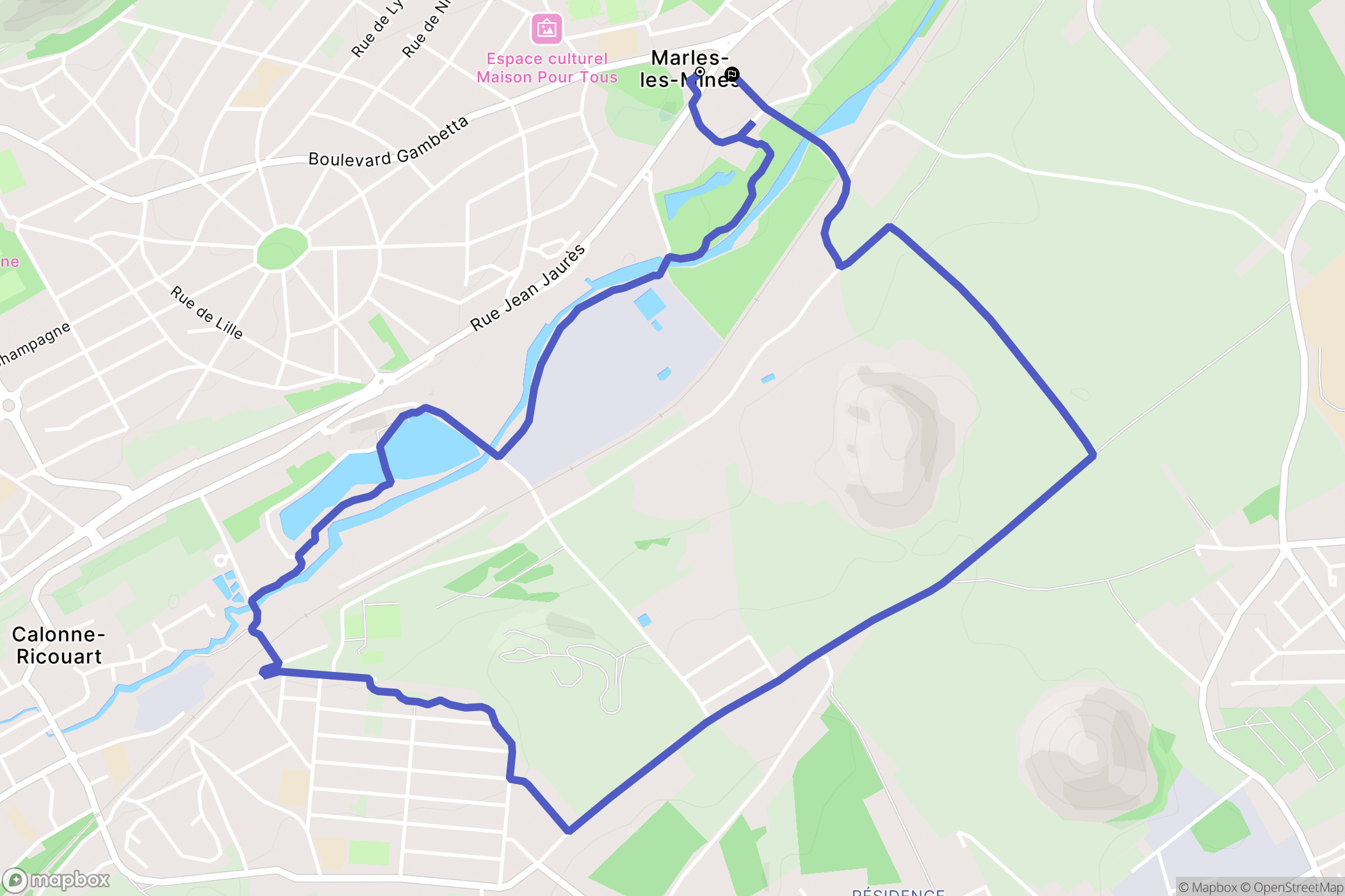Marles-les-Mines : carte du parcours de randonnée - France