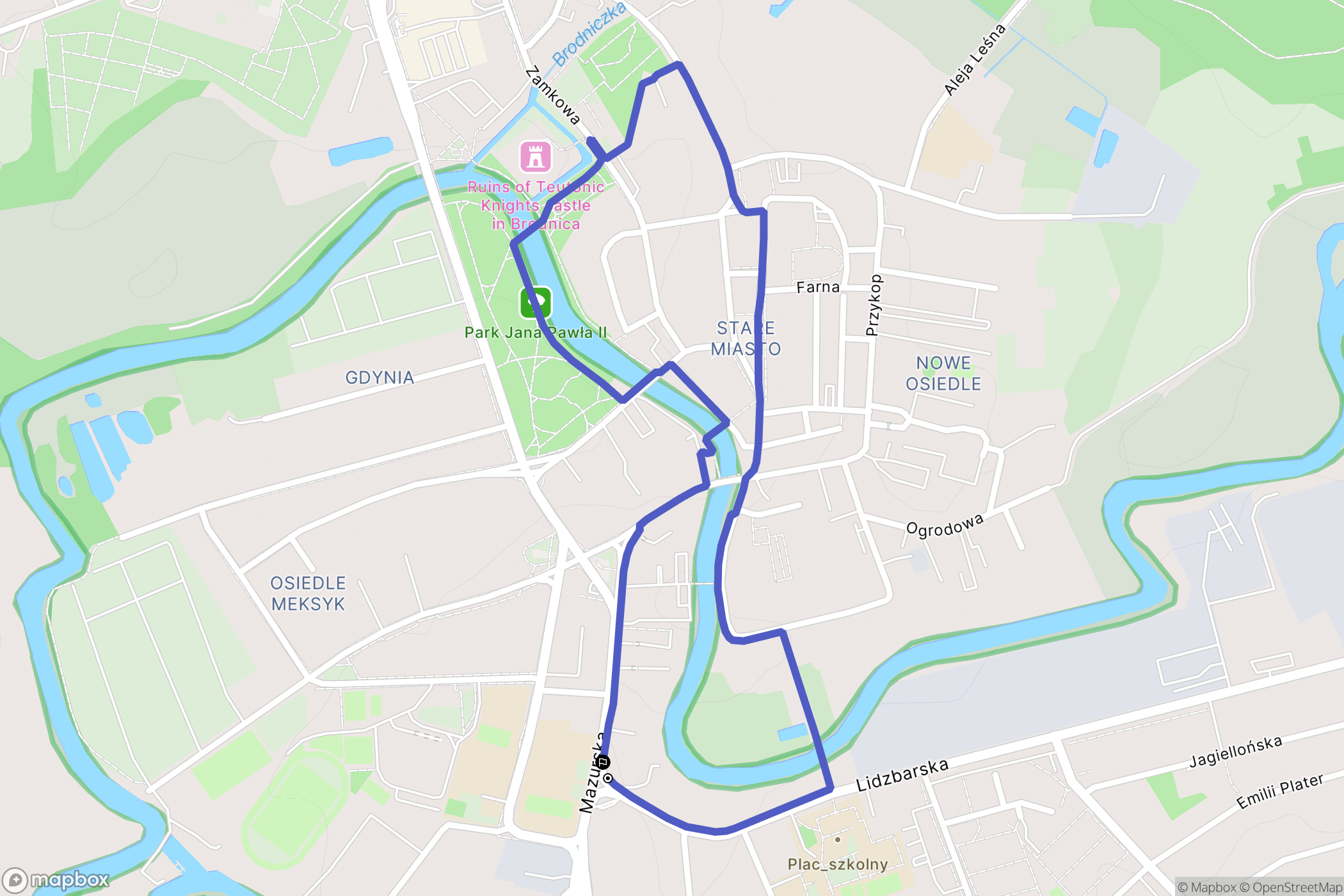 Brodnica: mapa trasy - Poland