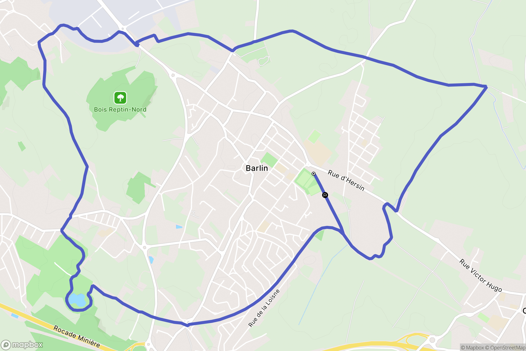 Barlin : carte du parcours de randonnée - France