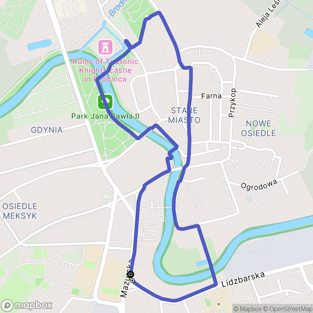 Brodnica: mapa trasy - Poland