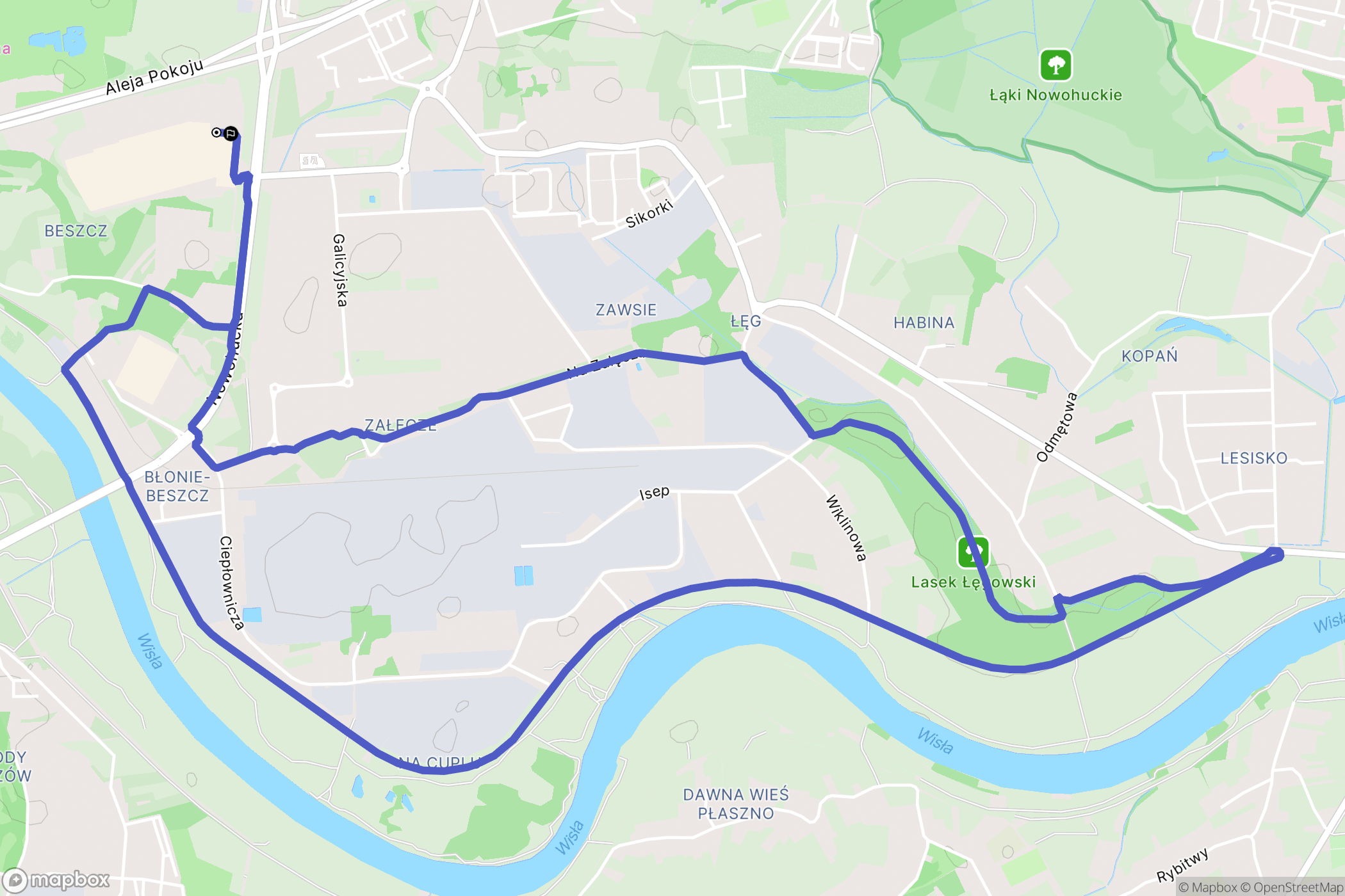 Kraków: mapa trasy - Poland