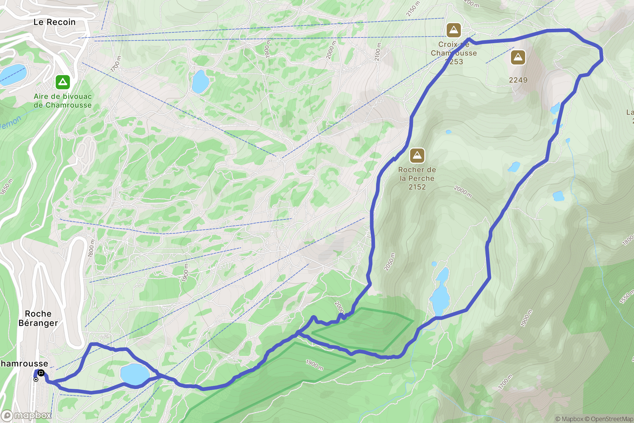 Chamrousse : carte du parcours de randonnée - France